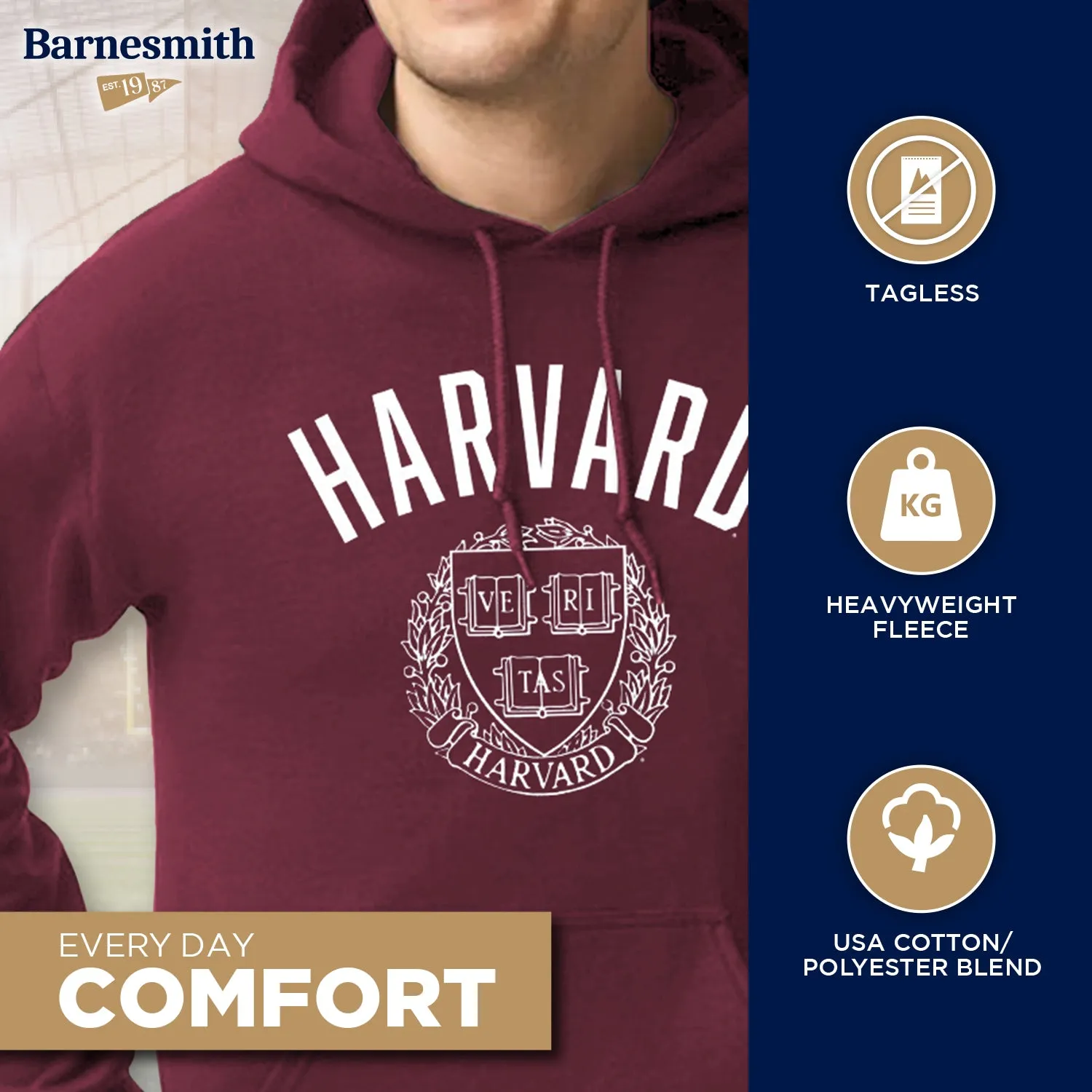 Harvard University Heritage Hooded Sweatshirt (Crimson) sold by Barnesmith product image thumbnail 3