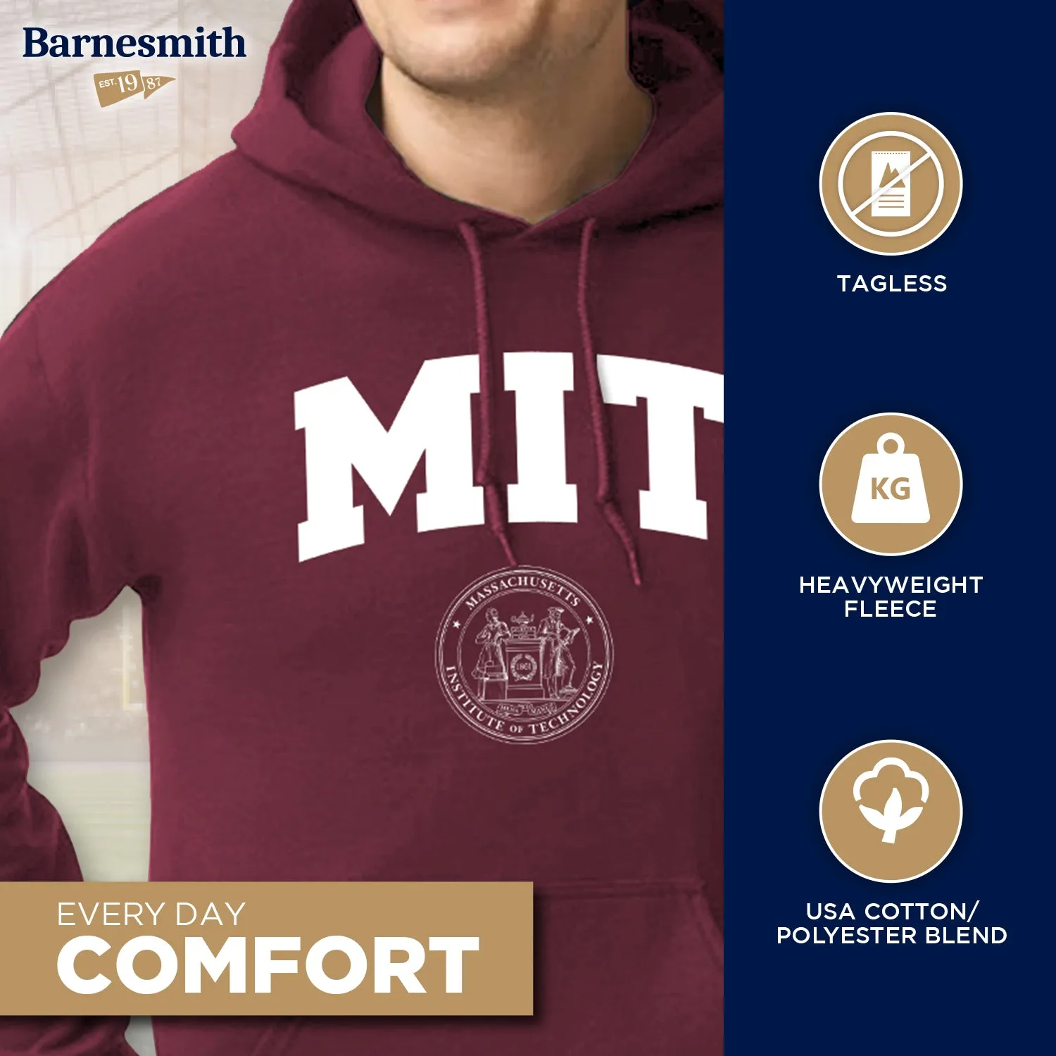 MIT Heritage Hooded Sweatshirt (Maroon) sold by Barnesmith product image thumbnail 3