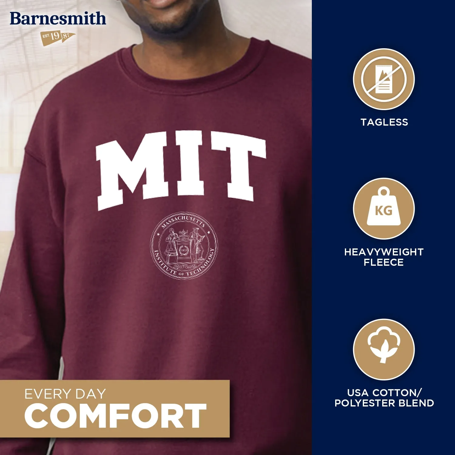 MIT Heritage Crew Sweatshirt (Maroon) sold by Barnesmith product image thumbnail 3