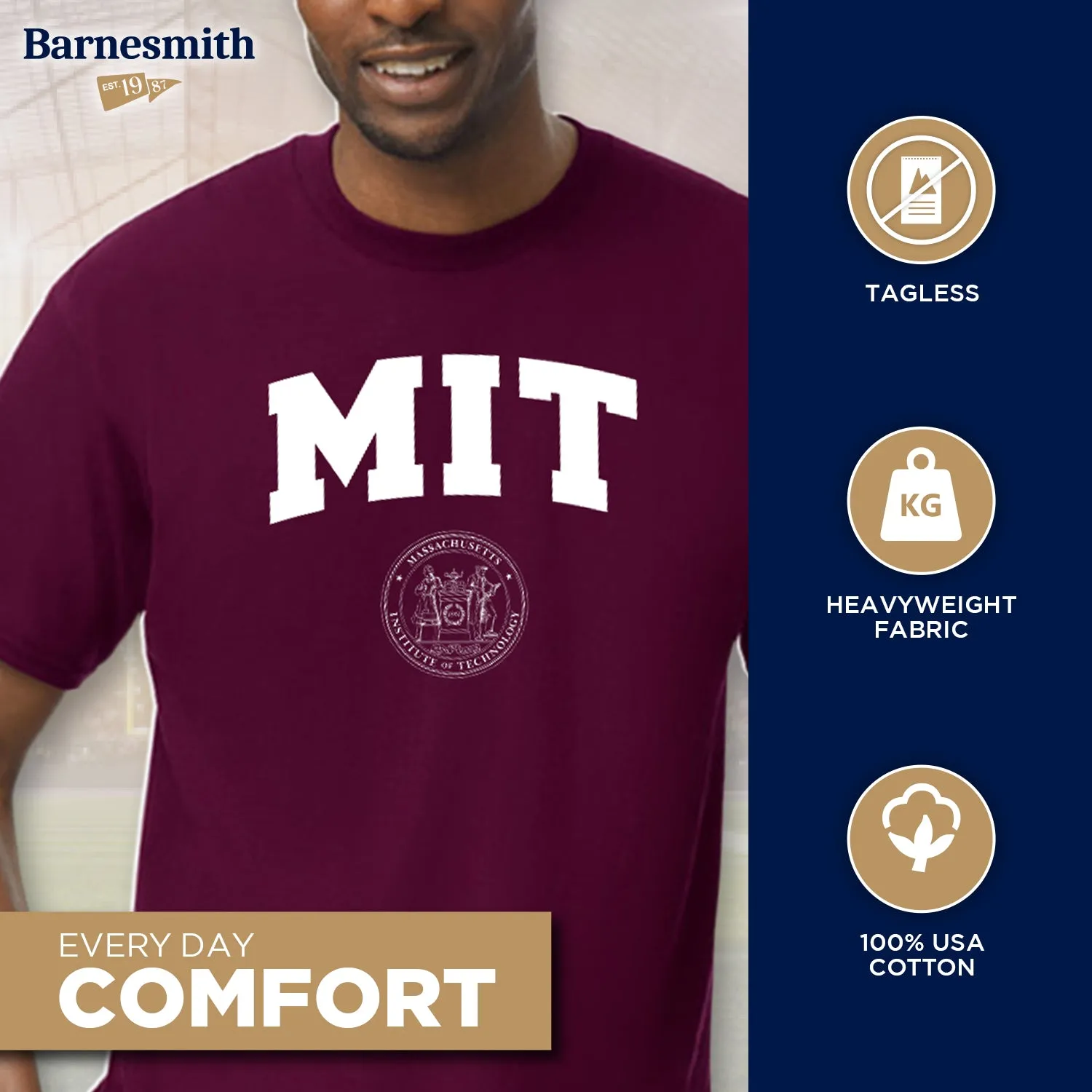 MIT Heritage T-Shirt (Maroon) sold by Barnesmith product image thumbnail 3