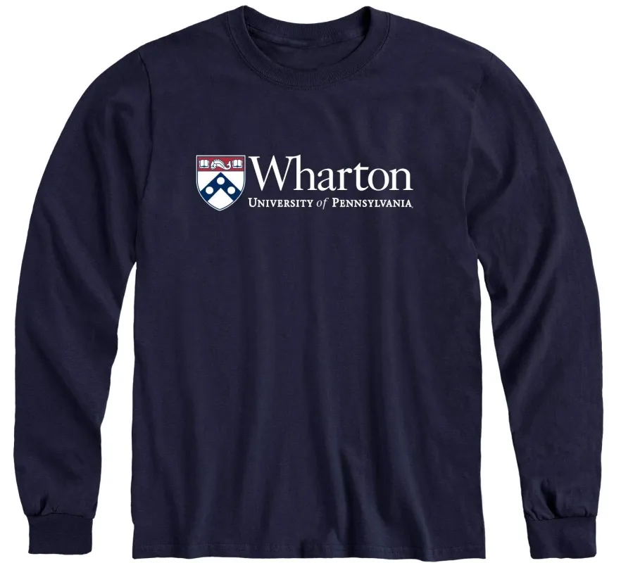 Penn Wharton Long Sleeve T-Shirt (Navy) sold by Barnesmith