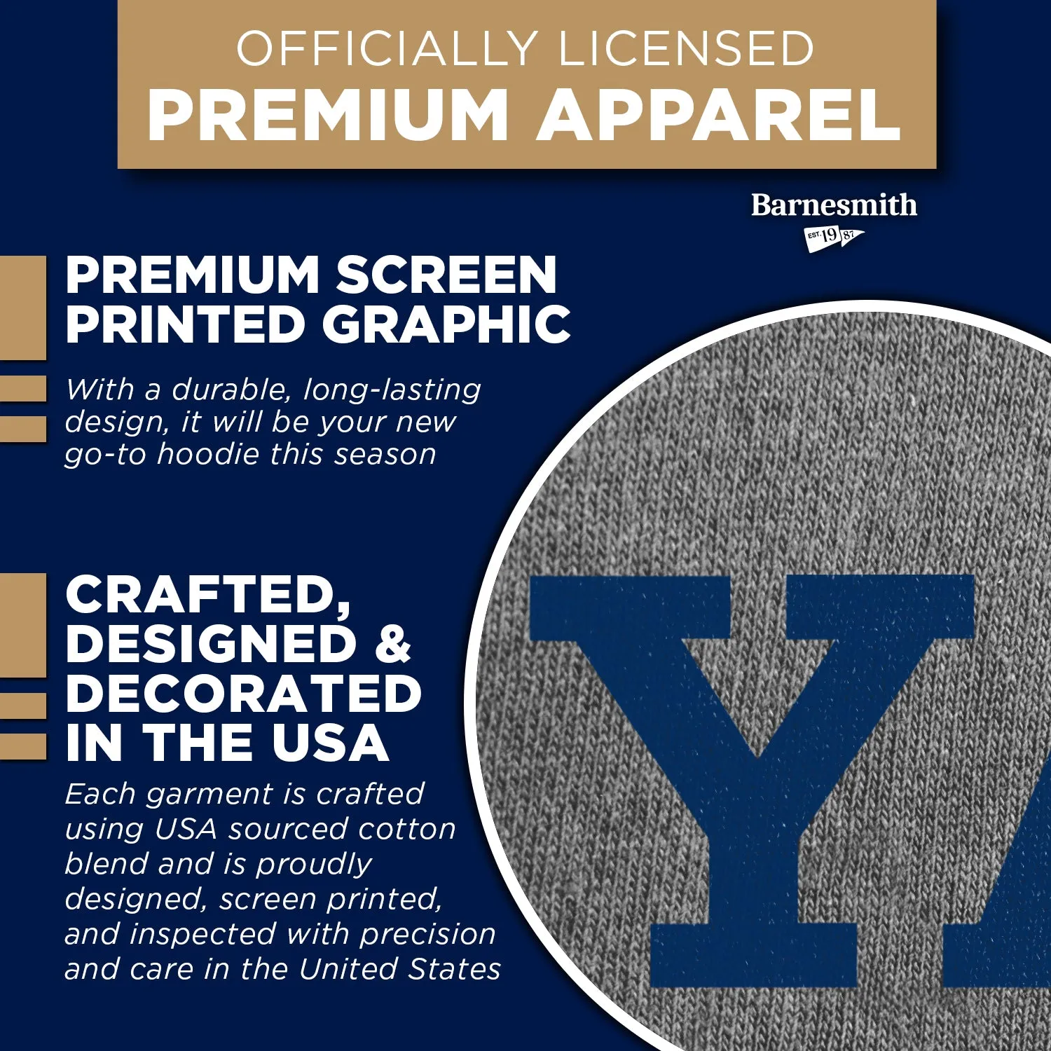 Yale Essential Hooded Sweatshirt (Heather Grey) sold by Barnesmith product image thumbnail 4