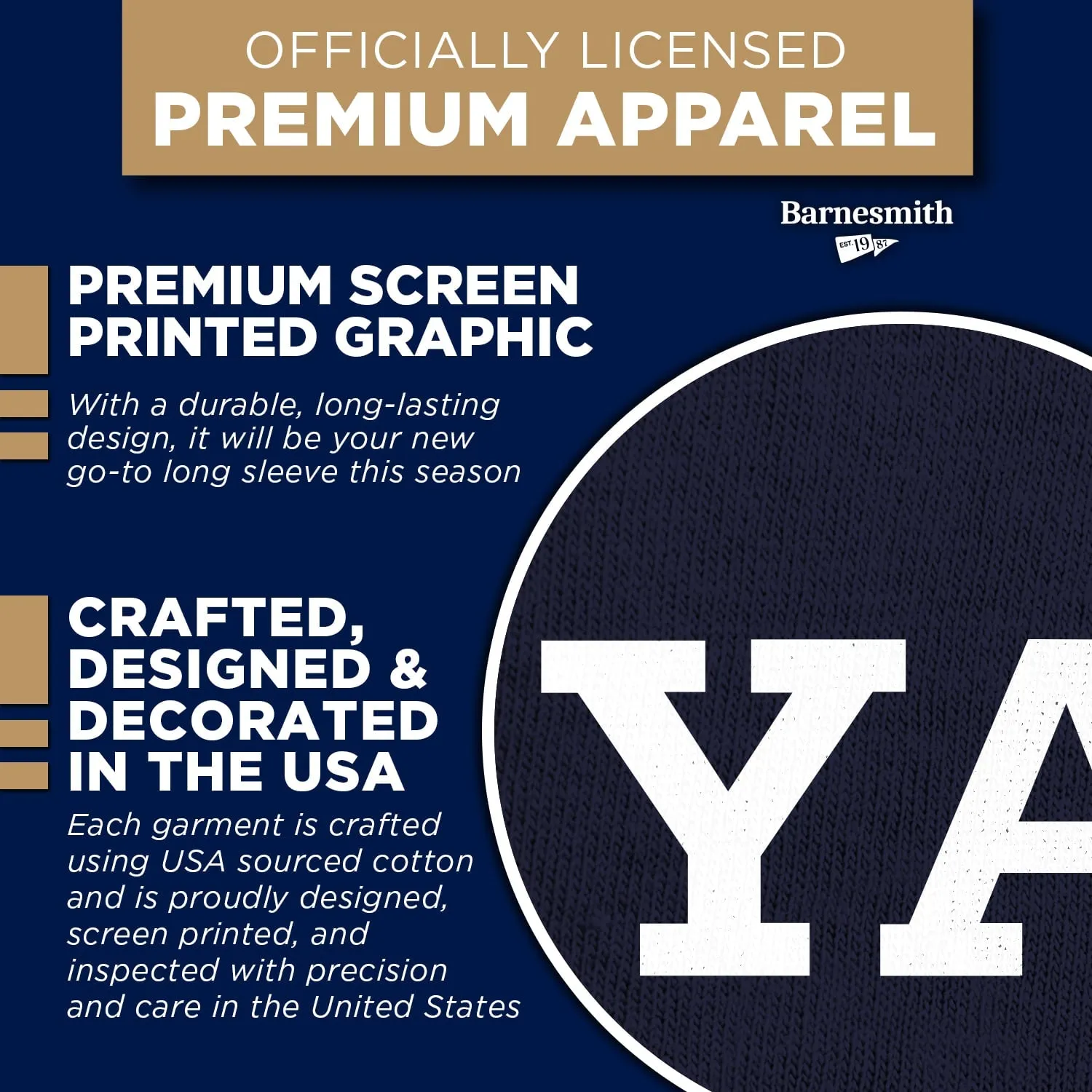 Yale Classic L/S T-Shirt (Navy) sold by Barnesmith product image thumbnail 4
