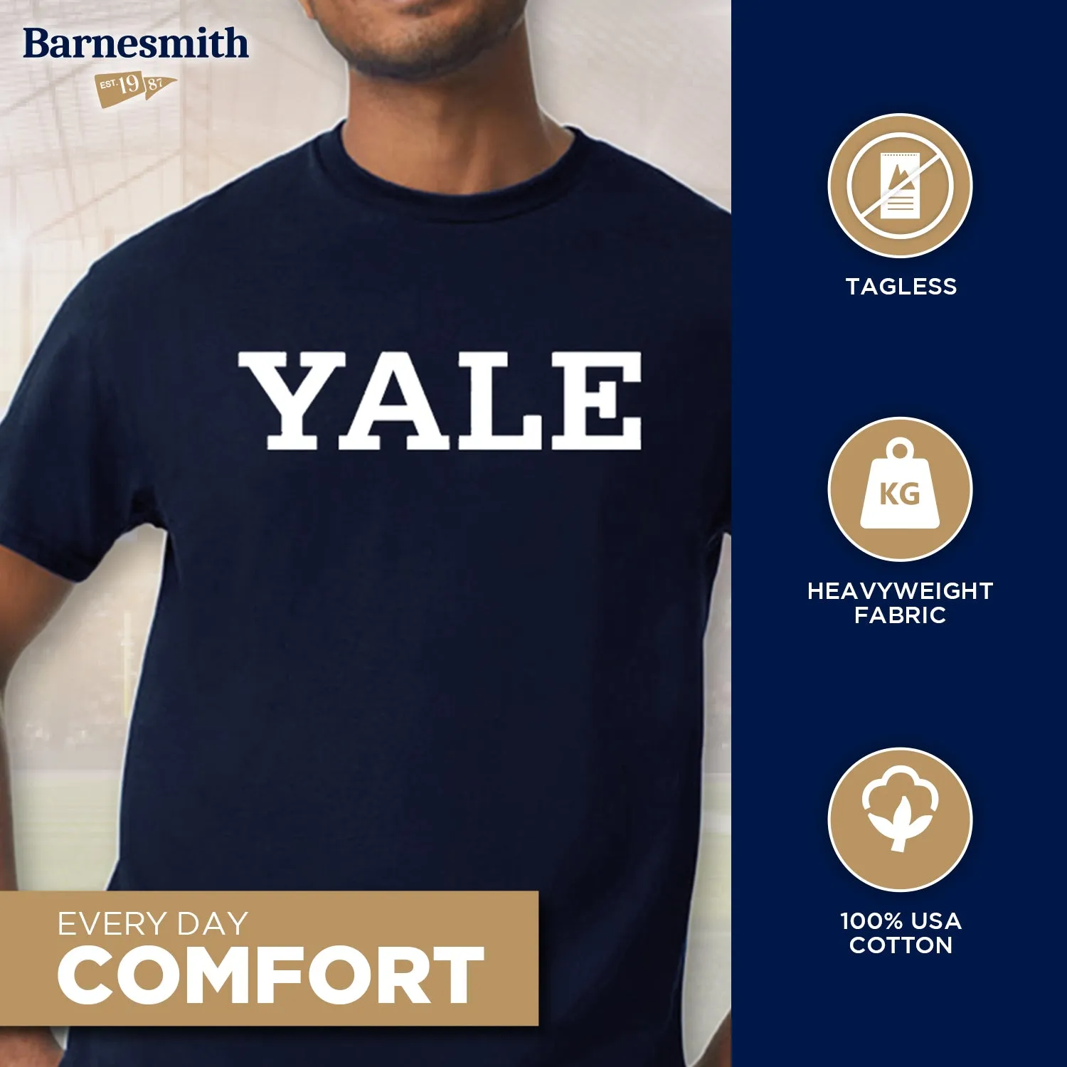 Yale Classic T-Shirt (Navy) sold by Barnesmith product image thumbnail 3