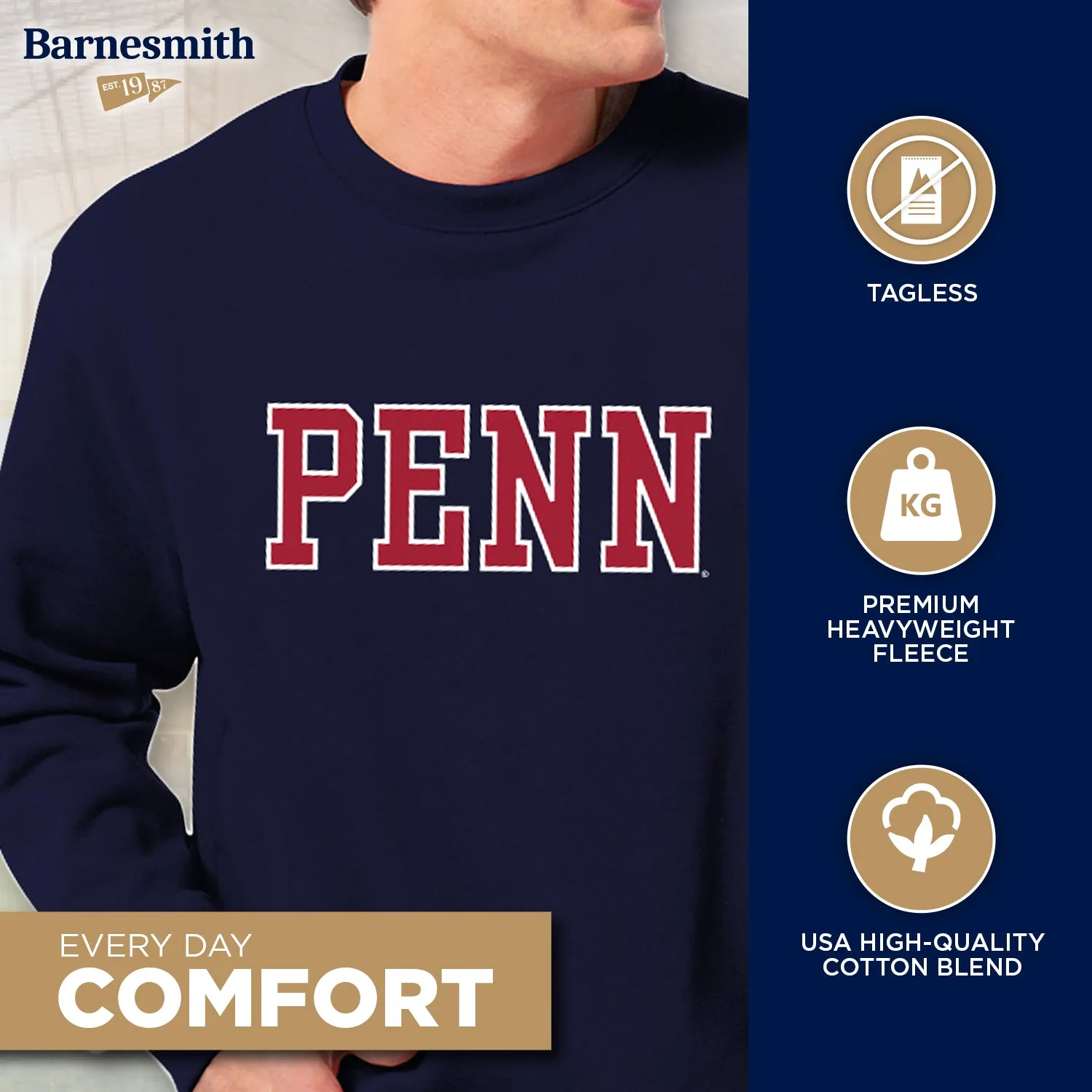 Penn Essential Sweatshirt (Navy) sold by Barnesmith product image thumbnail 3