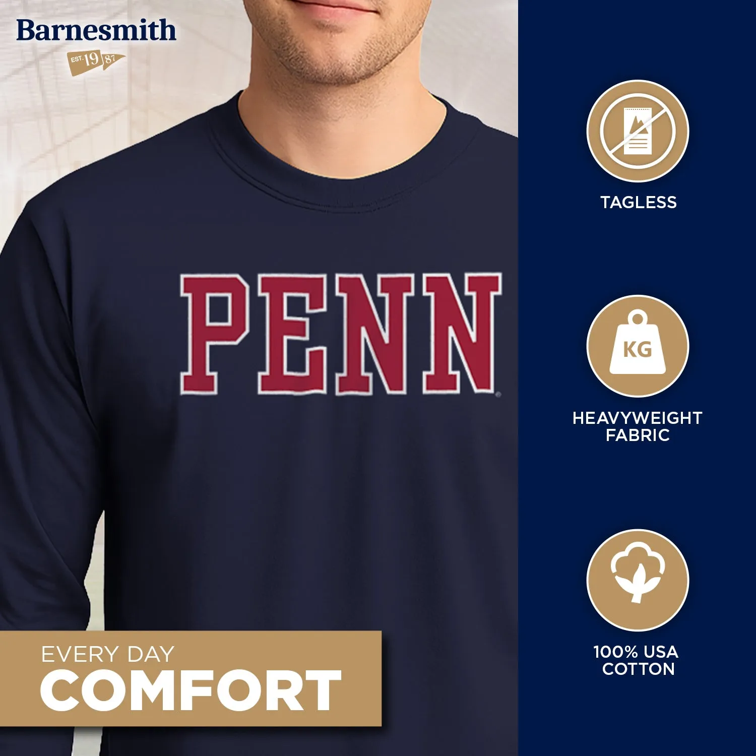 Penn Classic L/S T-Shirt - (Navy) sold by Barnesmith product image thumbnail 3