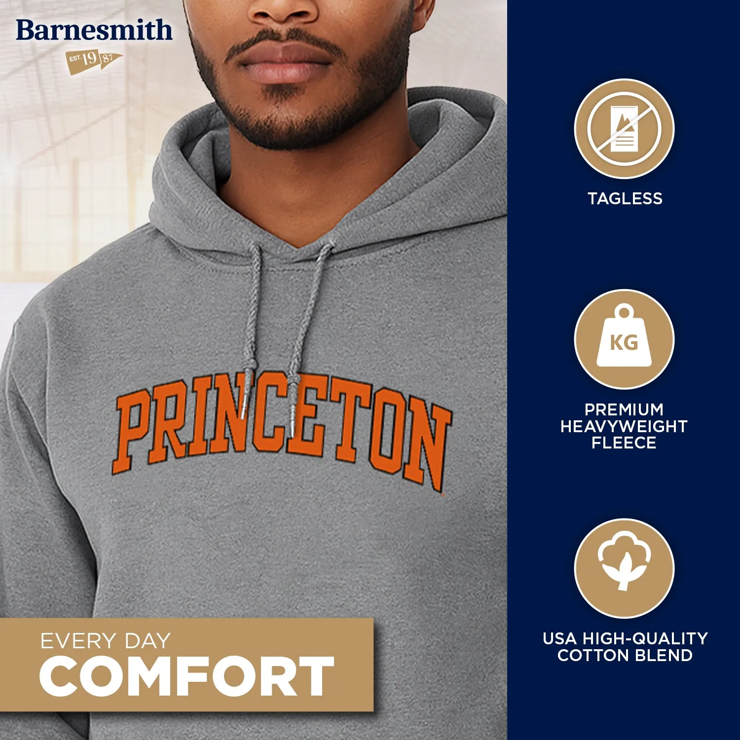 Princeton Essential Hooded Sweatshirt (Heather Grey) sold by Barnesmith product image thumbnail 3