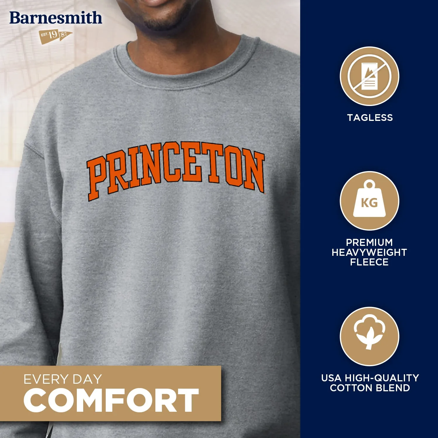 Princeton University Essential Sweatshirt (Heather Grey) sold by Barnesmith product image thumbnail 3