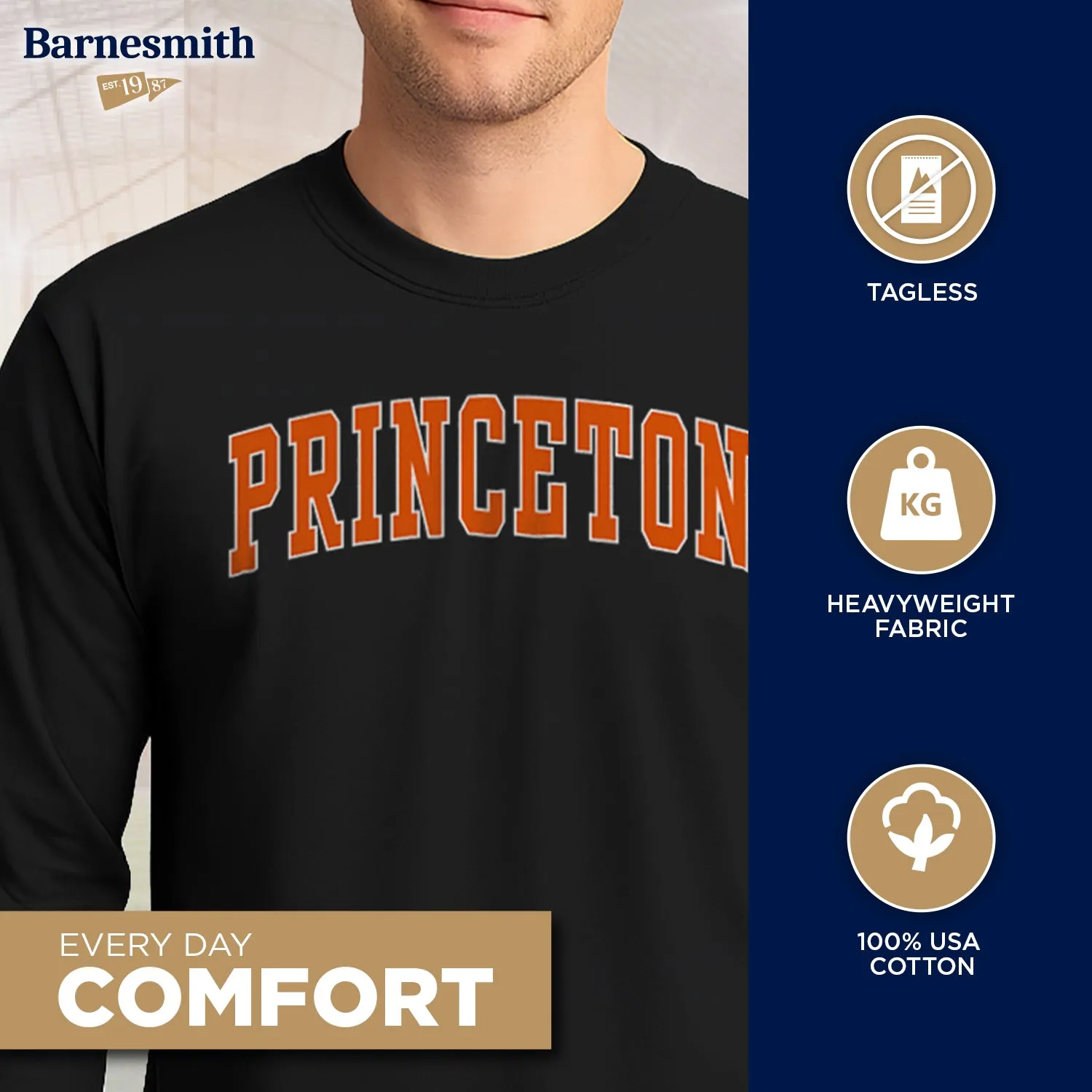 Princeton Classic L/S T-Shirt (Black) sold by Barnesmith product image thumbnail 3