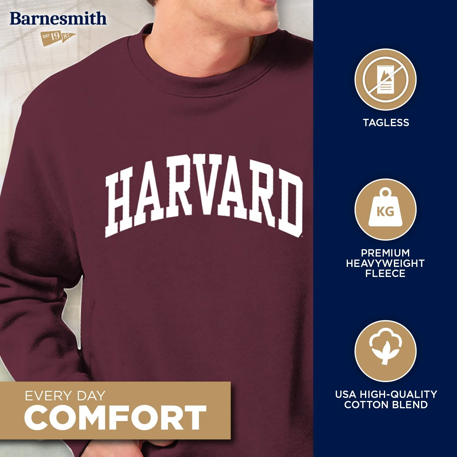 Harvard University Essential Crewneck Sweatshirt (Crimson) sold by Barnesmith product image thumbnail 3