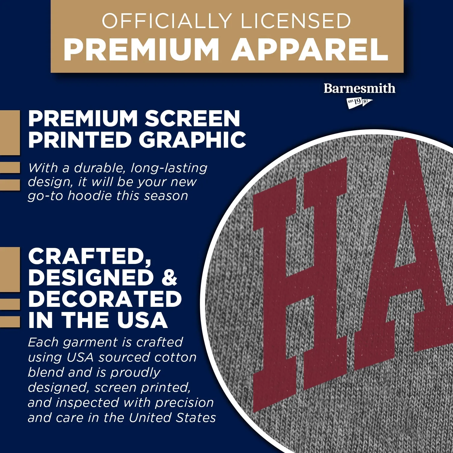 Harvard University Essential Hooded Sweatshirt (Heather Grey) sold by Barnesmith product image thumbnail 4