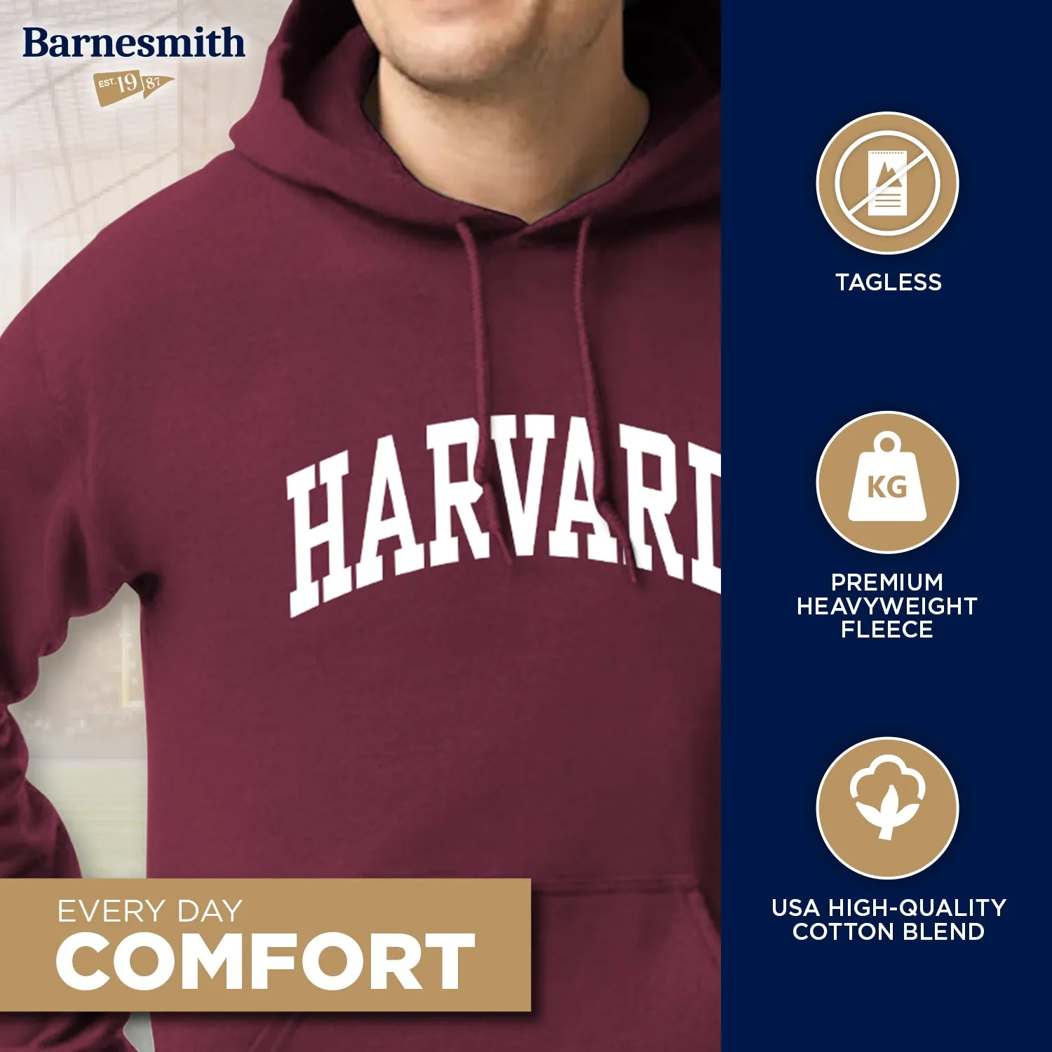 Harvard University Essential Hooded Sweatshirt (Crimson) sold by Barnesmith product image thumbnail 3