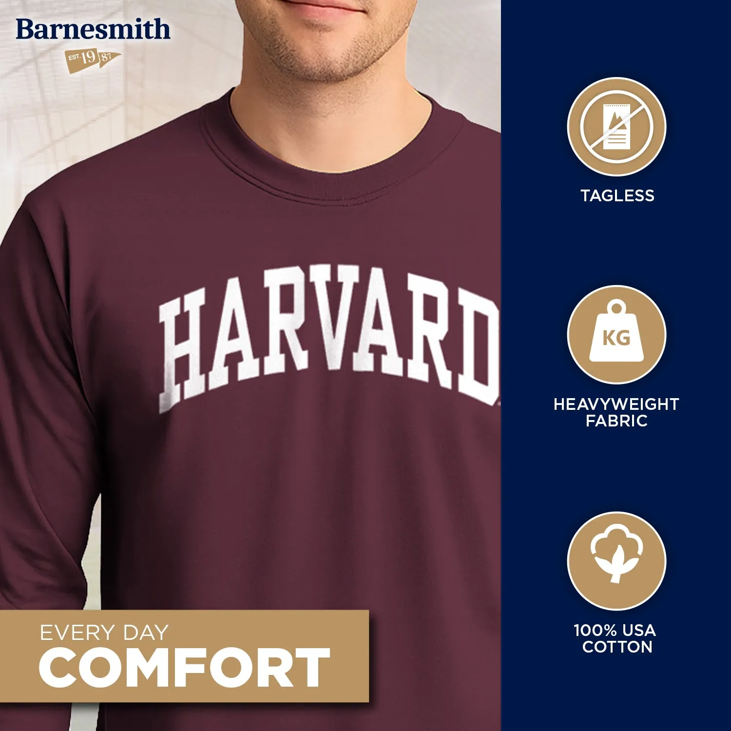 Harvard L/S T-Shirt Classic (Maroon) sold by Barnesmith product image thumbnail 3