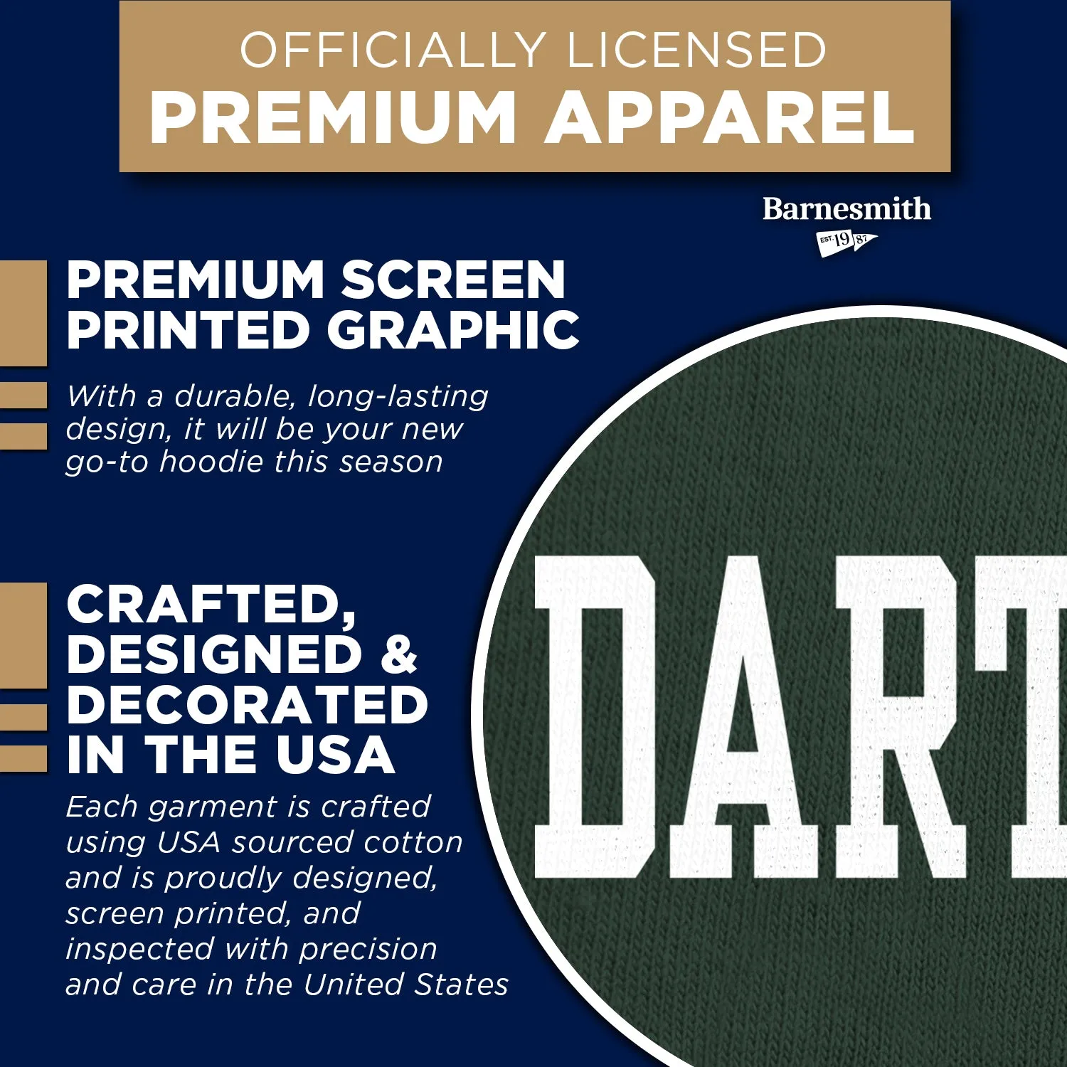 Dartmouth Essential Hooded Sweatshirt (Hunter) sold by Barnesmith product image thumbnail 4