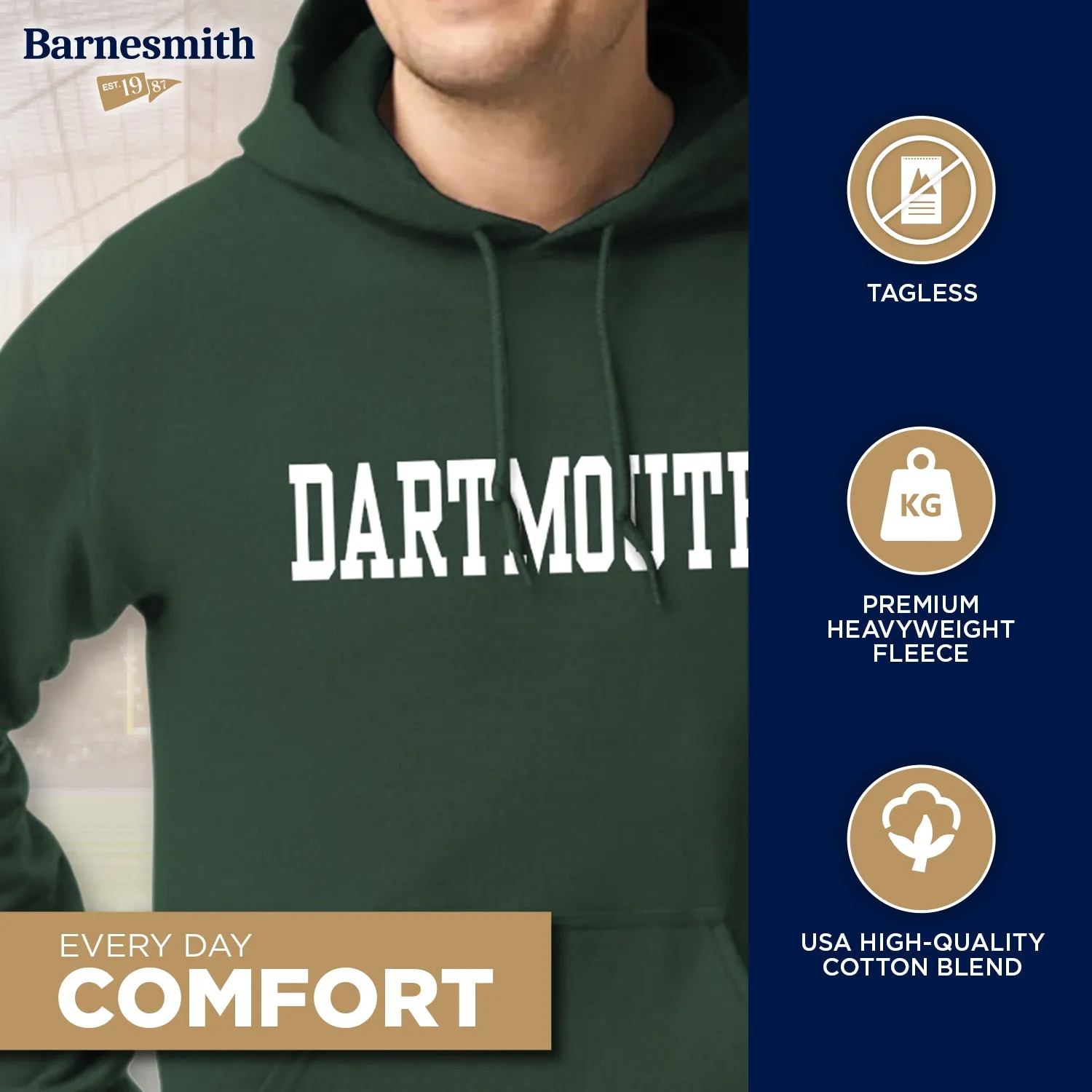 Dartmouth Essential Hooded Sweatshirt (Hunter) sold by Barnesmith product image thumbnail 3