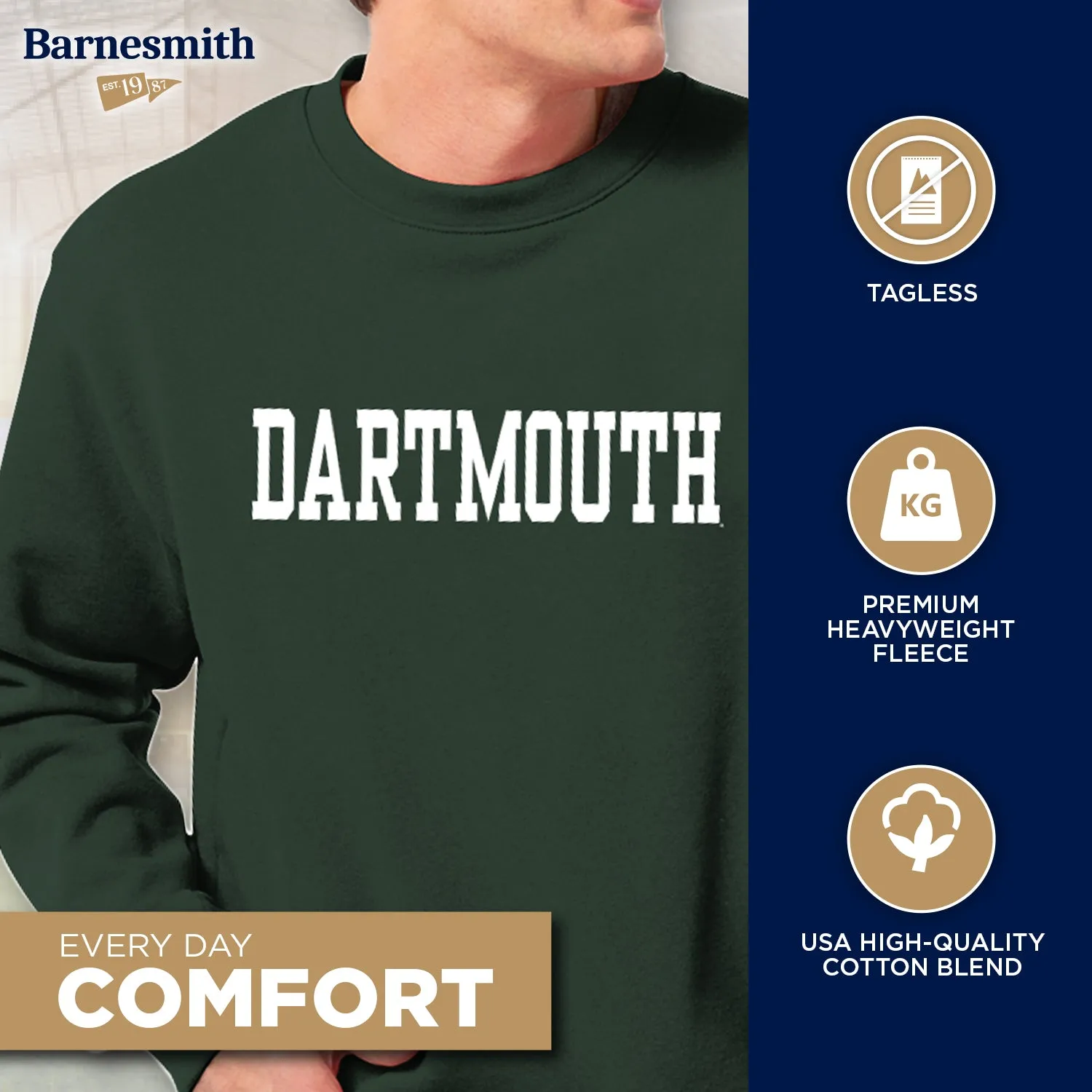 Dartmouth College Essential Sweatshirt (Hunter) sold by Barnesmith product image thumbnail 3