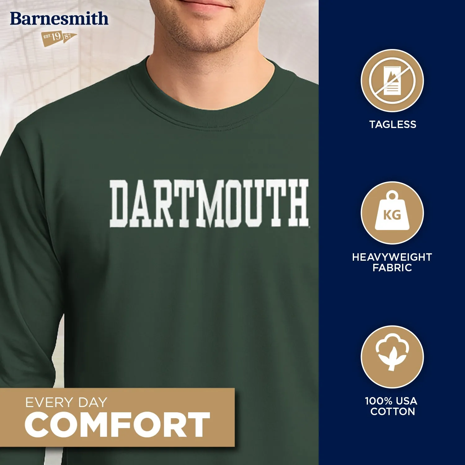 Dartmouth Classic L/S T-Shirt (Hunter) sold by Barnesmith product image thumbnail 3
