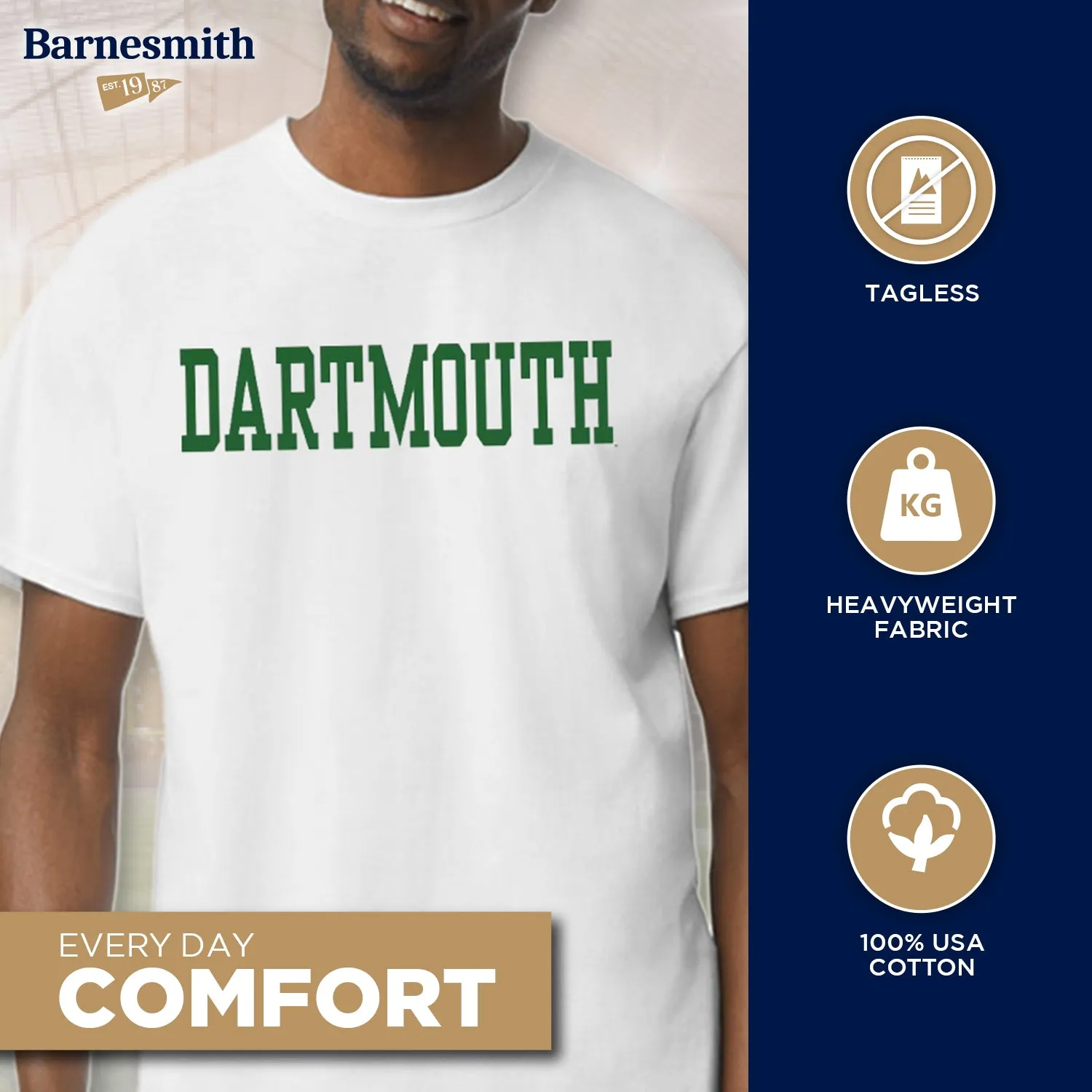 Dartmouth Classic T-Shirt (White) sold by Barnesmith product image thumbnail 3