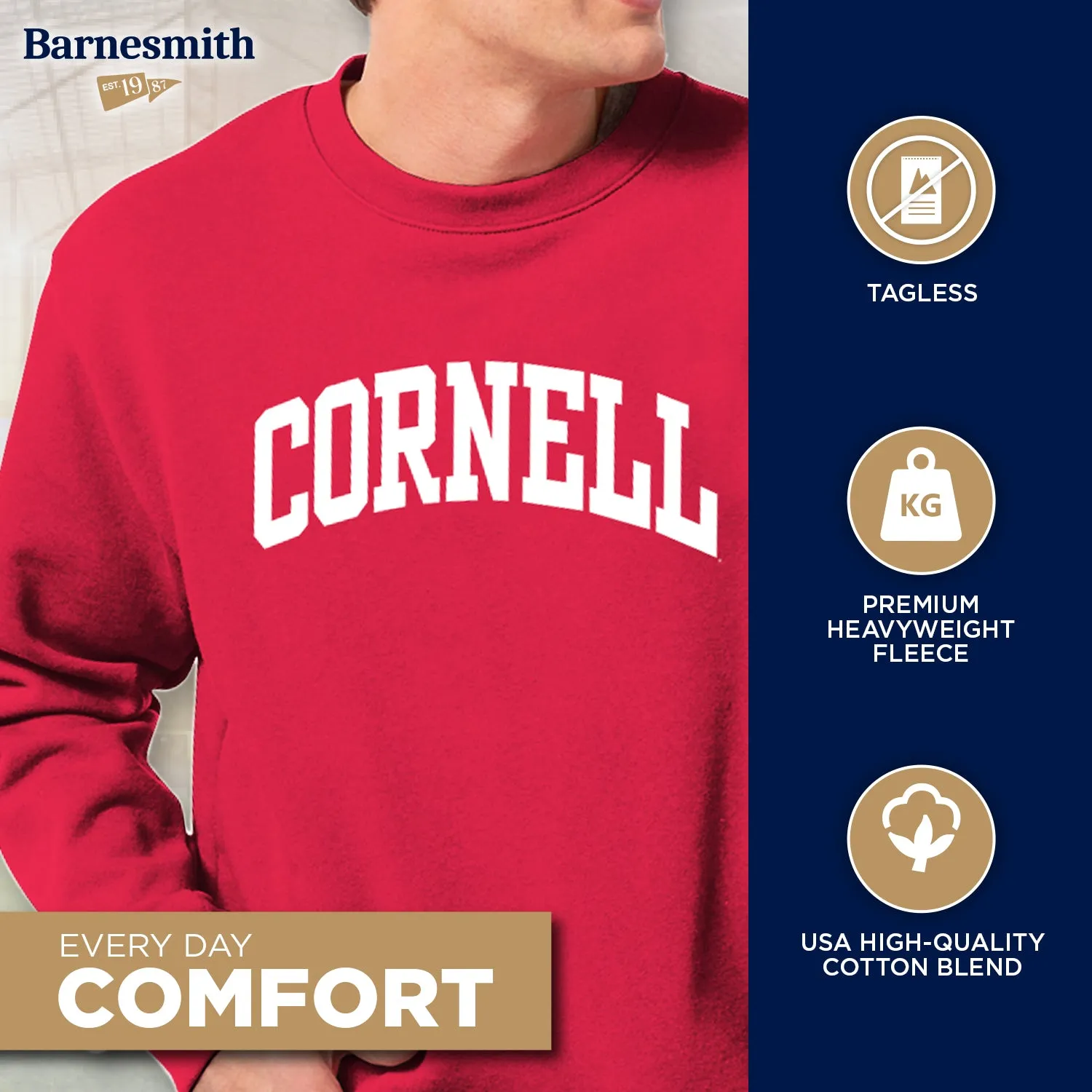 Cornell University Essential Sweatshirt (Red) sold by Barnesmith product image thumbnail 3