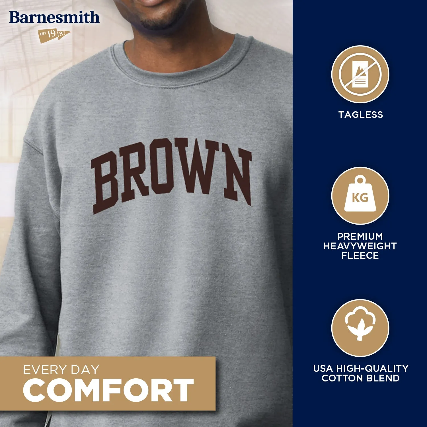 Brown Essential Sweatshirt (Heather Grey) sold by Barnesmith product image thumbnail 3
