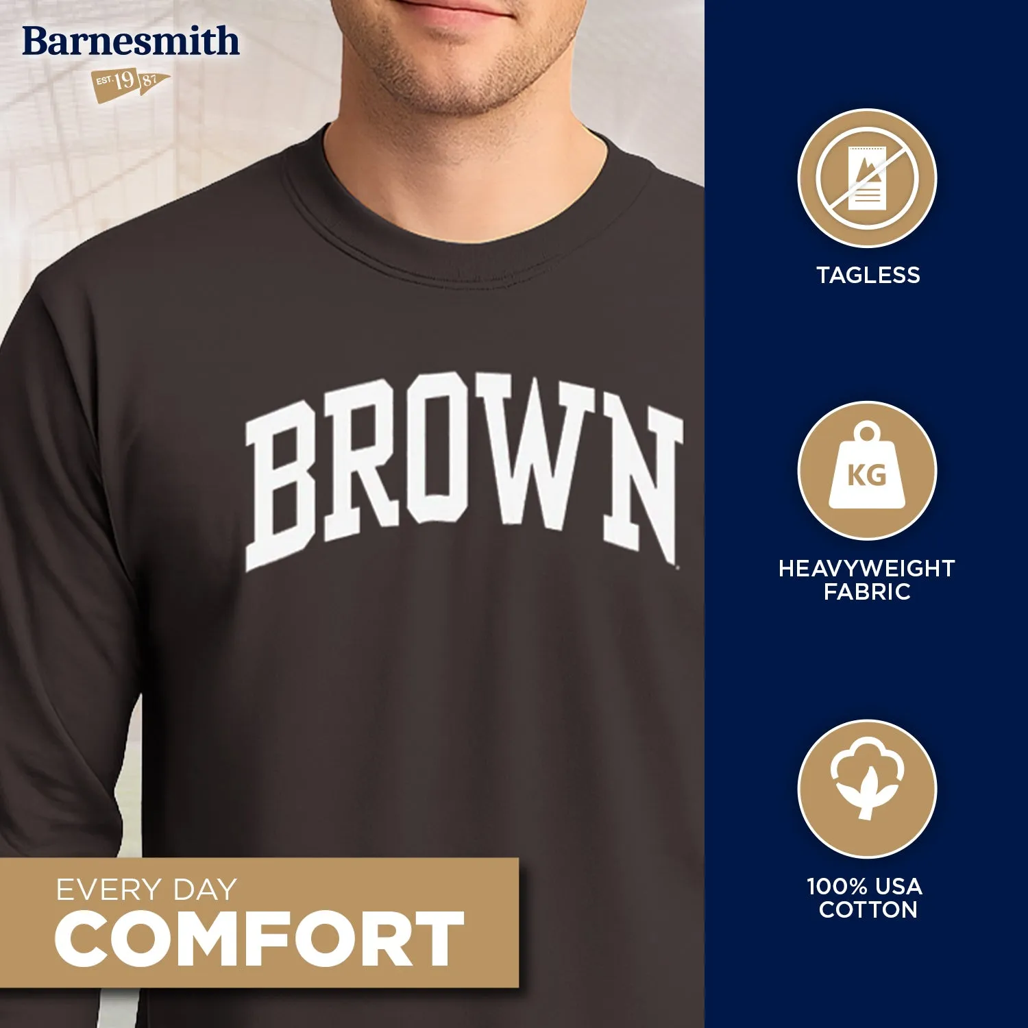 Brown Classic L/S T-Shirt (Brown) sold by Barnesmith product image thumbnail 3