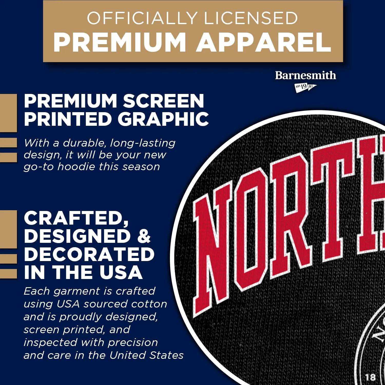 Northeastern University Heritage Hooded Sweatshirt (Black) sold by Barnesmith product image thumbnail 4