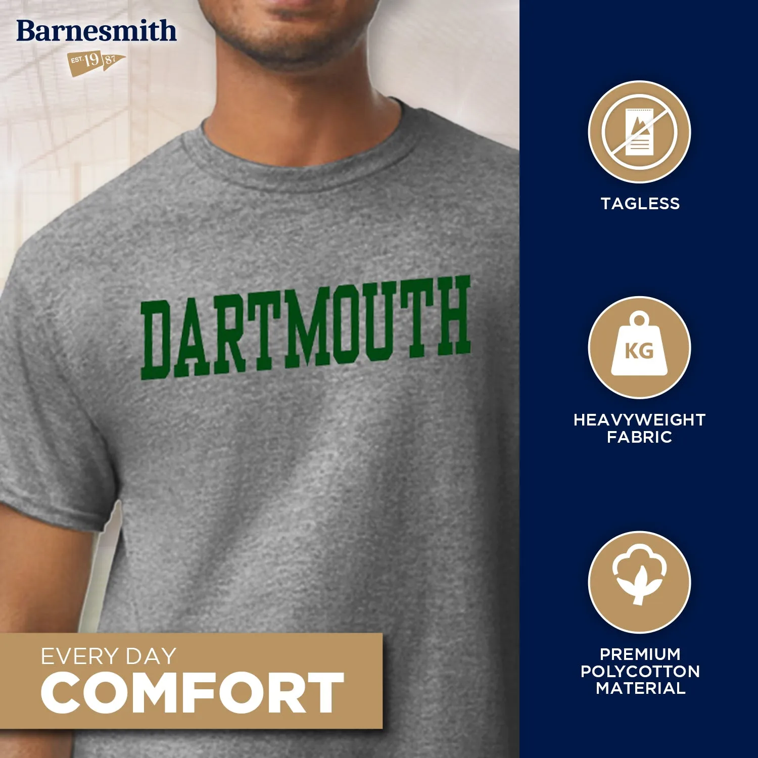 Dartmouth Classic T-Shirt (Charcoal Grey) sold by Barnesmith product image thumbnail 3