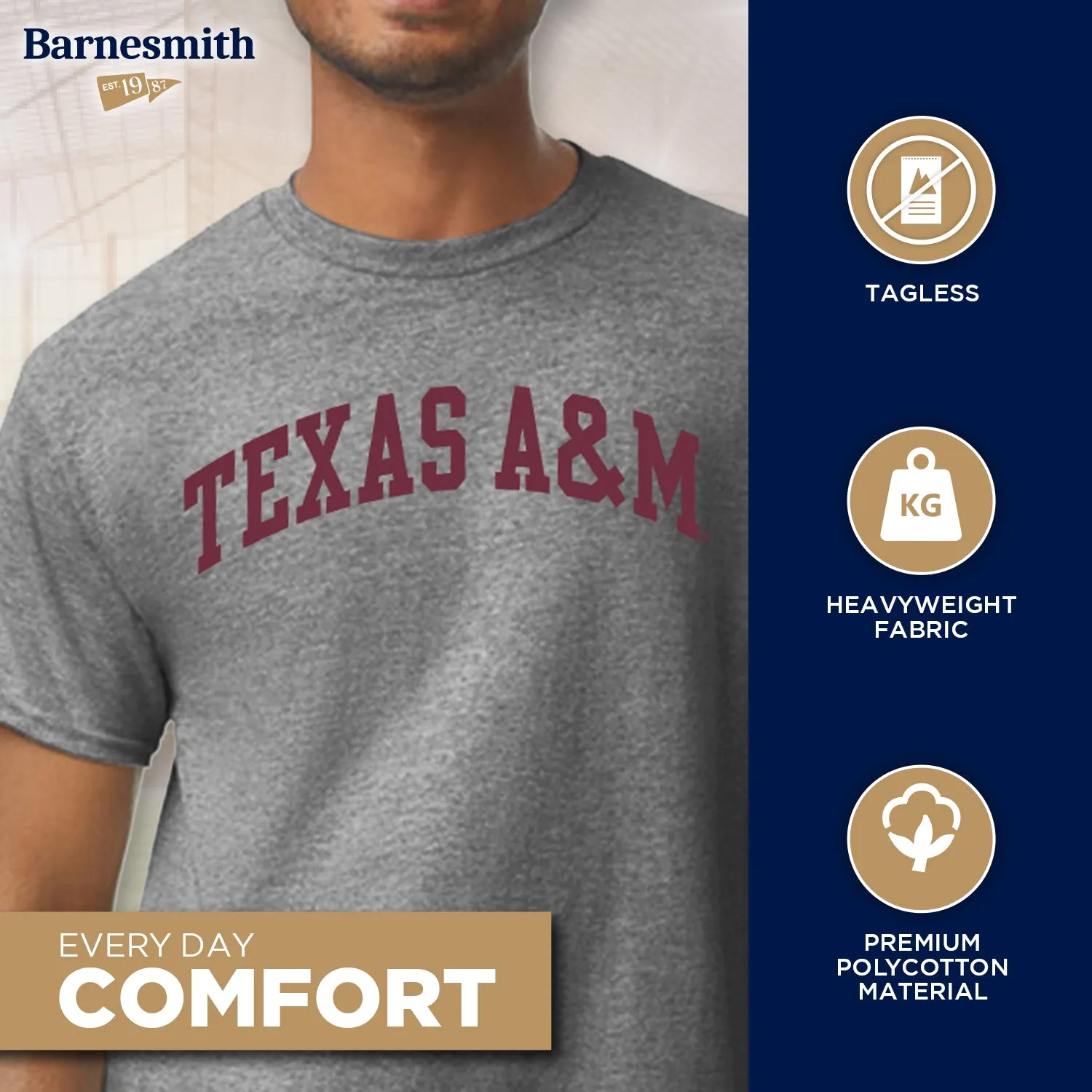 Texas A&M University Classic T-Shirt (Charcoal Grey) sold by Barnesmith product image thumbnail 3