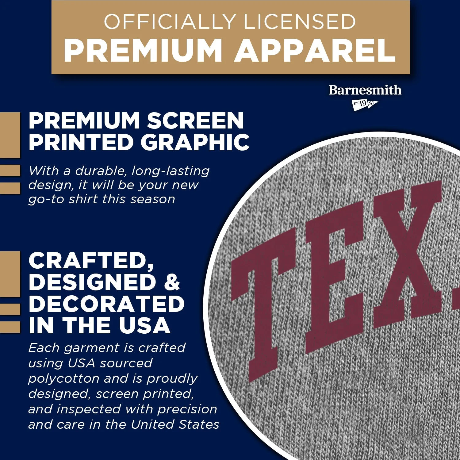 Texas A&M University Classic T-Shirt (Charcoal Grey) sold by Barnesmith product image thumbnail 4