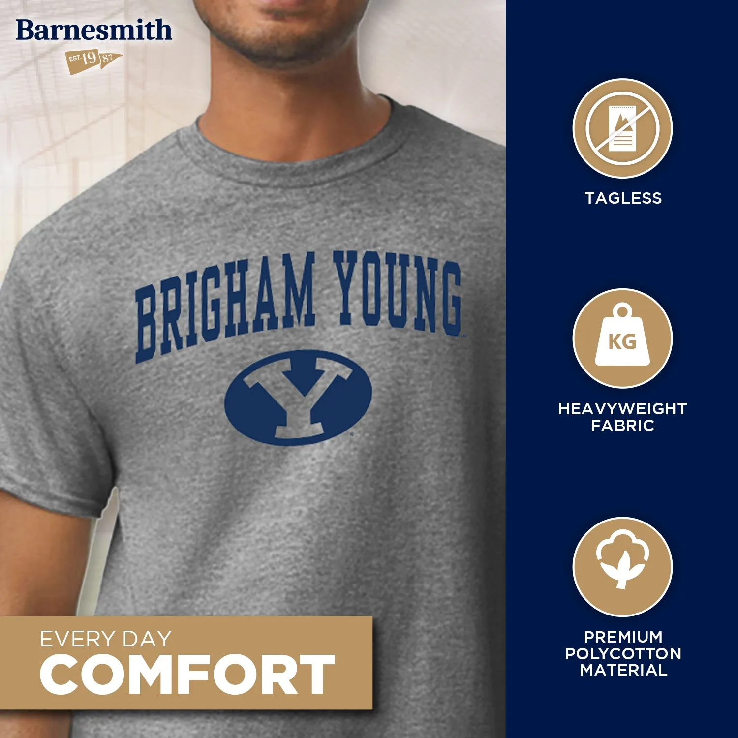 Brigham Young University Heritage T-Shirt (Charcoal Grey) sold by Barnesmith product image thumbnail 3