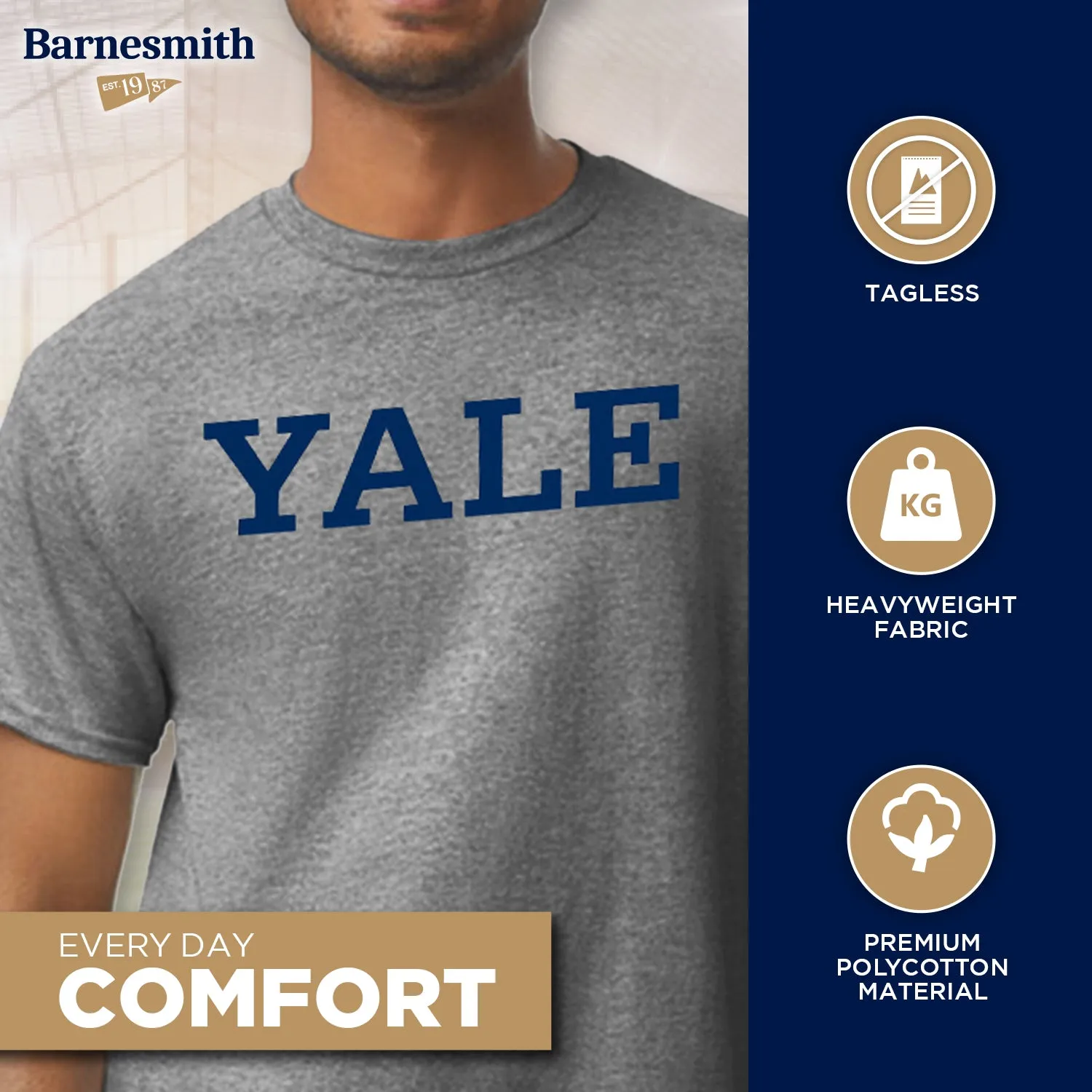 Yale Classic T-Shirt (Charcoal Grey) sold by Barnesmith product image thumbnail 3