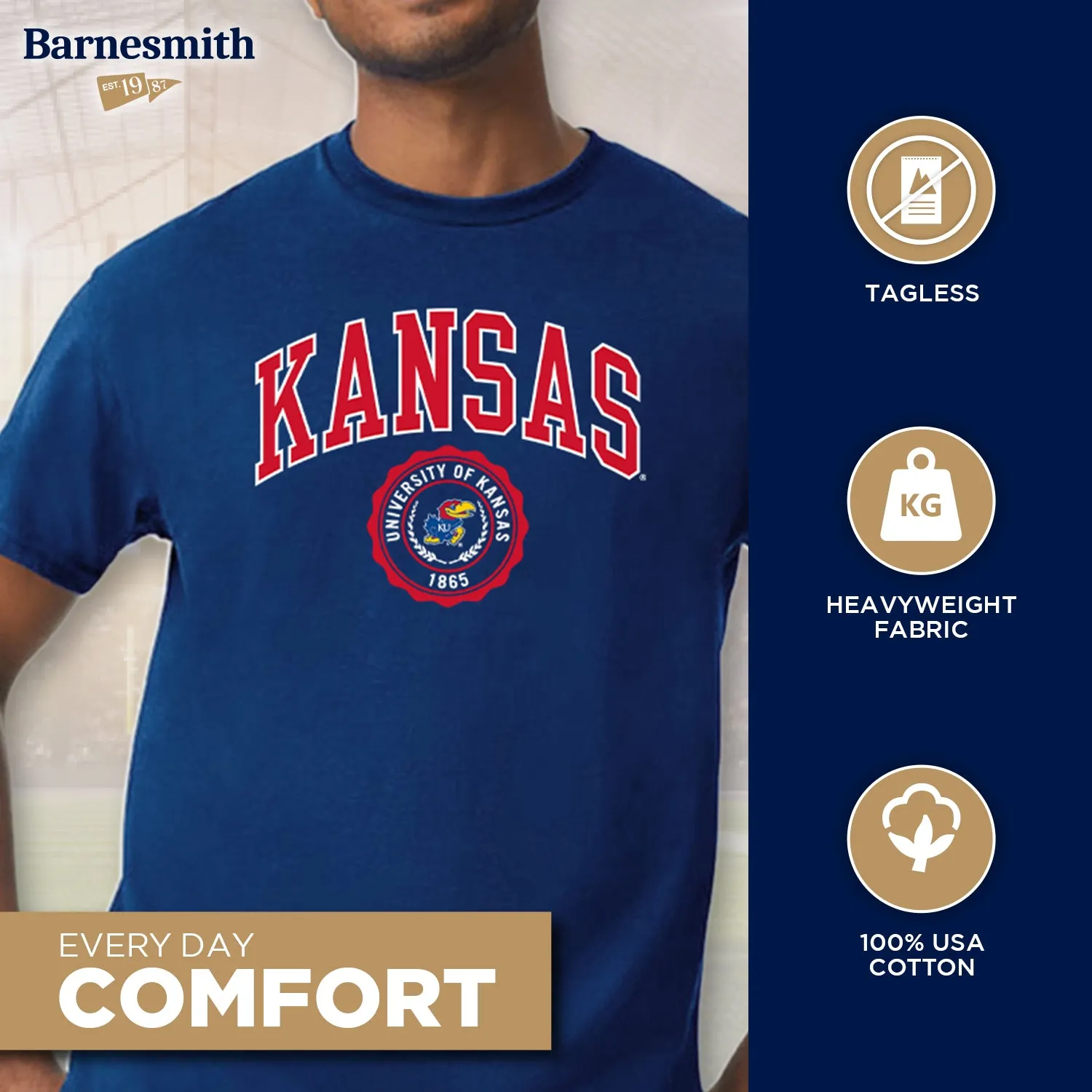 University of Kansas Heritage T-Shirt (Royal Blue) sold by Barnesmith product image thumbnail 3