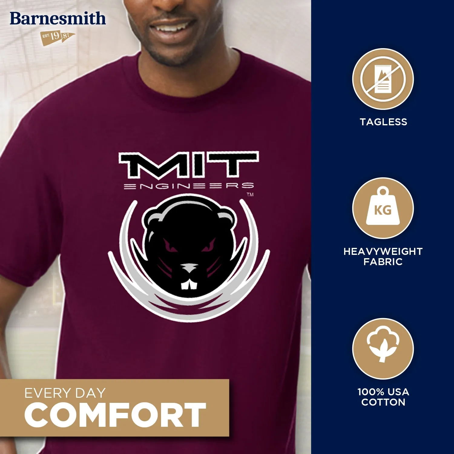 Massachusetts Institute of Technology MIT Spirit T-Shirt (Maroon) sold by Barnesmith product image thumbnail 3