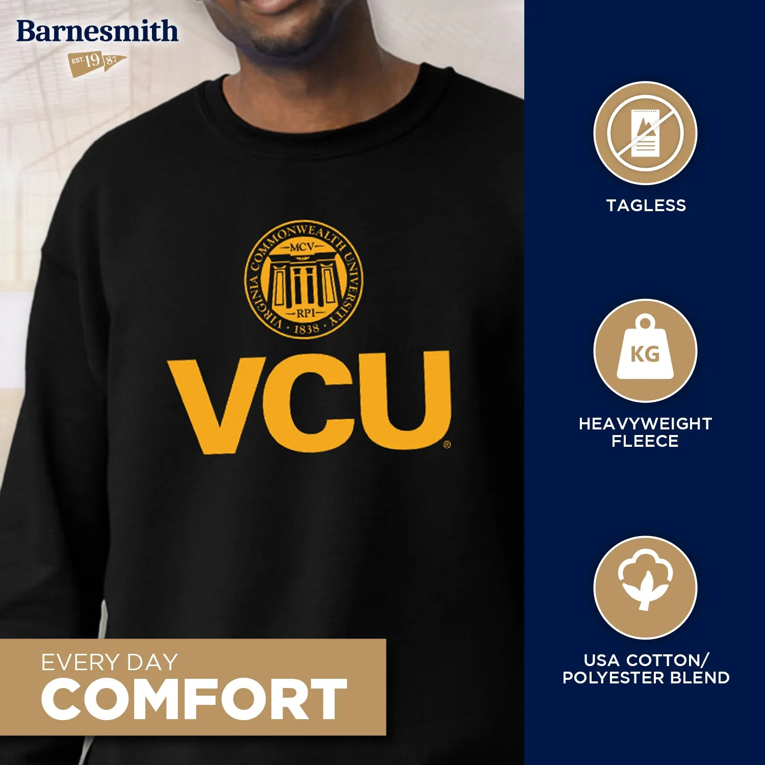 Virginia Commonwealth University Heritage Sweatshirt (Black) sold by Barnesmith product image thumbnail 3