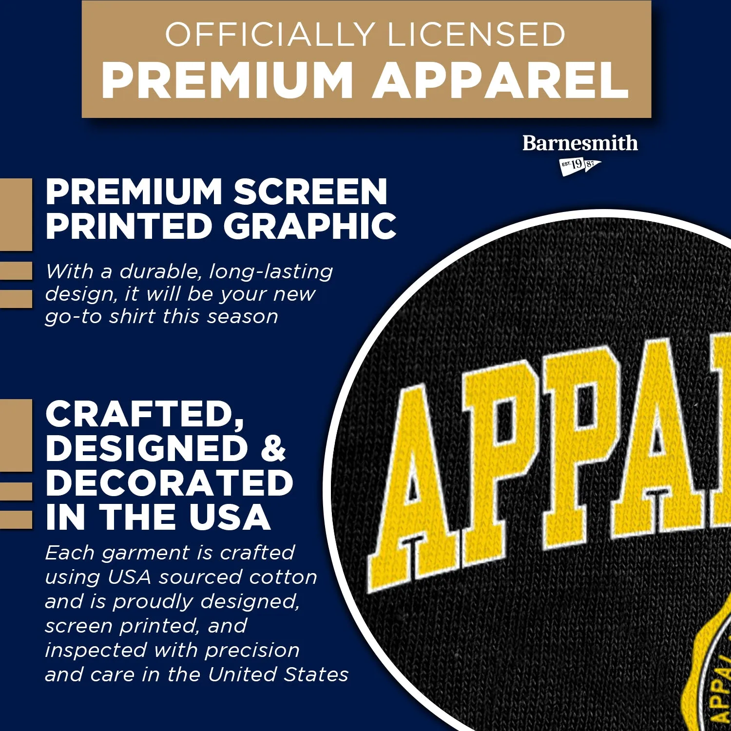 Appalachian State University Heritage T-Shirt (Black) sold by Barnesmith product image thumbnail 4