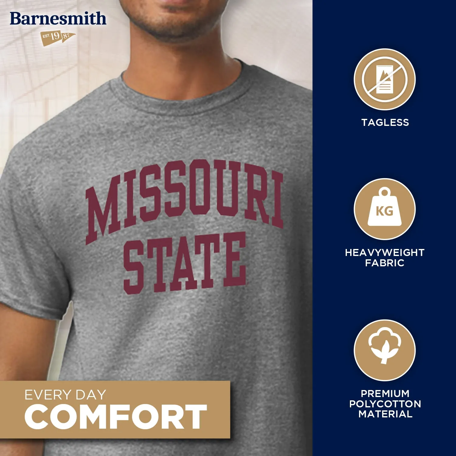 Missouri State University Classic T-Shirt (Charcoal Grey) sold by Barnesmith product image thumbnail 3