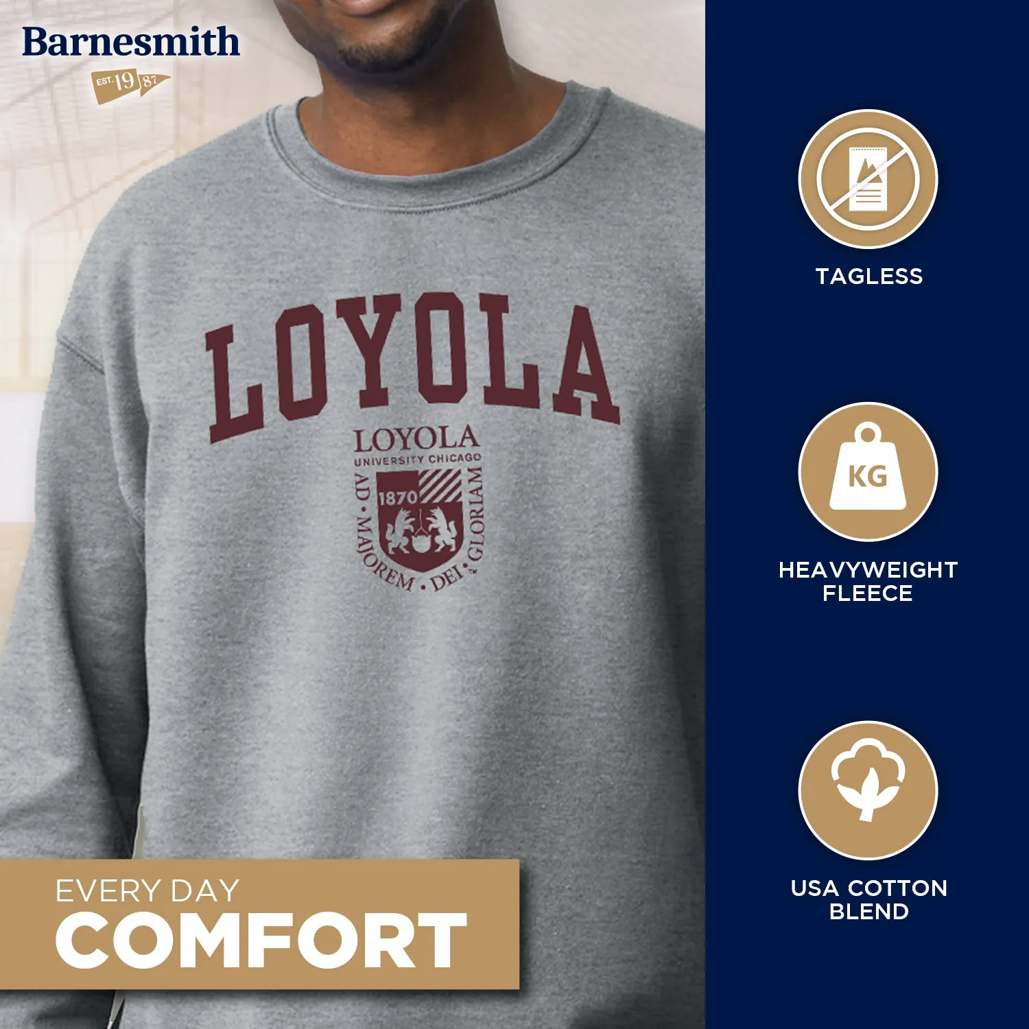 Loyola University Chicago Heritage Sweatshirt (Charcoal Grey) sold by Barnesmith product image thumbnail 3