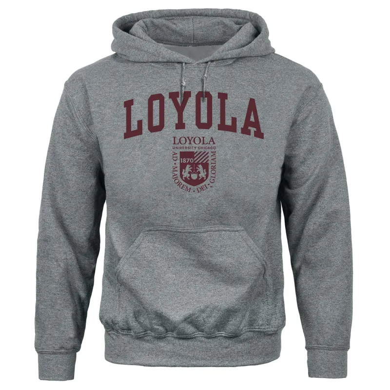 Loyola University Chicago Heritage Hooded Sweatshirt (Charcoal Grey) sold by Barnesmith