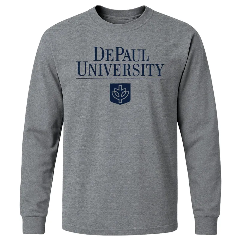 DePaul University Heritage Long Sleeve T-Shirt (Charcoal Grey) sold by Barnesmith