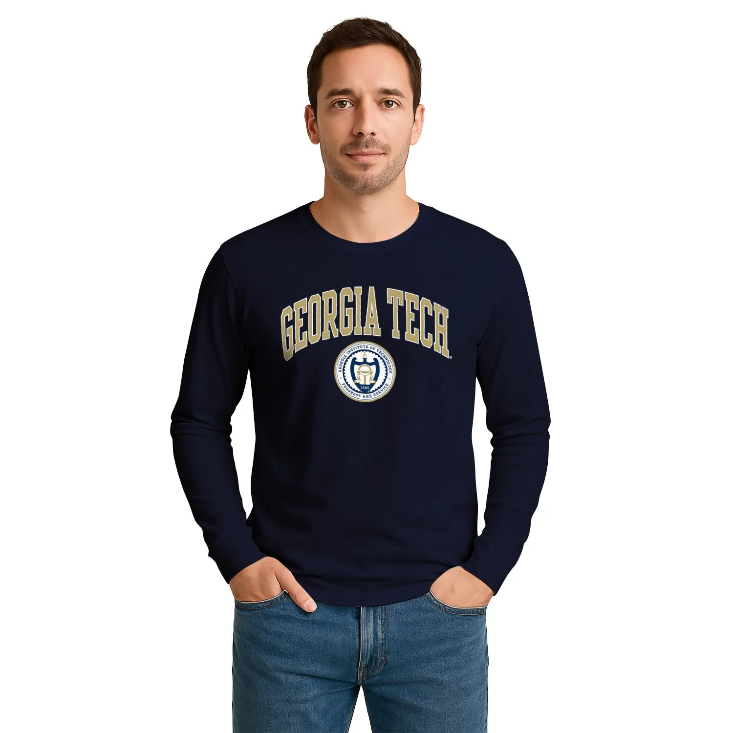 Georgia Institute of Technology Heritage Long Sleeve T-Shirt (Navy) sold by Barnesmith product image thumbnail 2