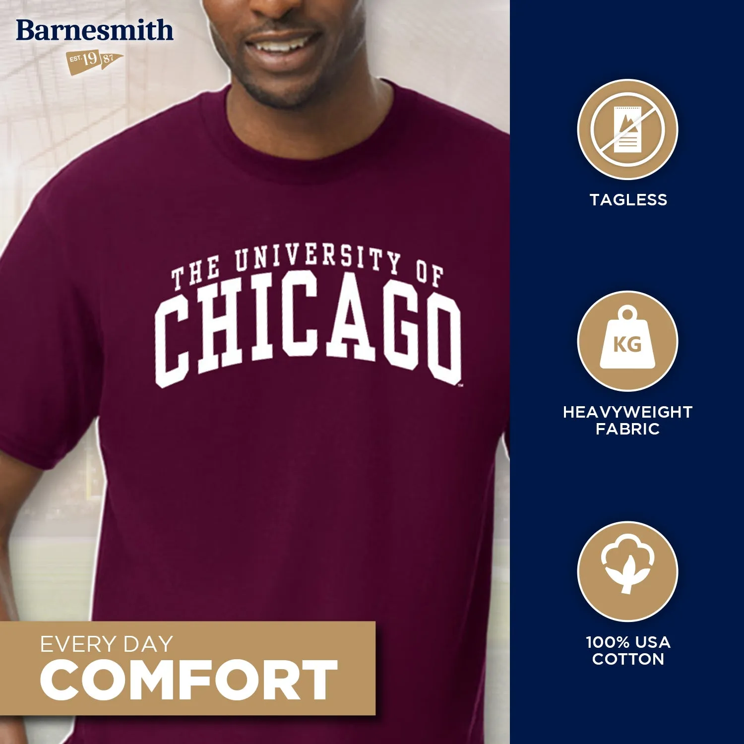 University of Chicago Classic T-Shirt (Maroon) sold by Barnesmith product image thumbnail 3