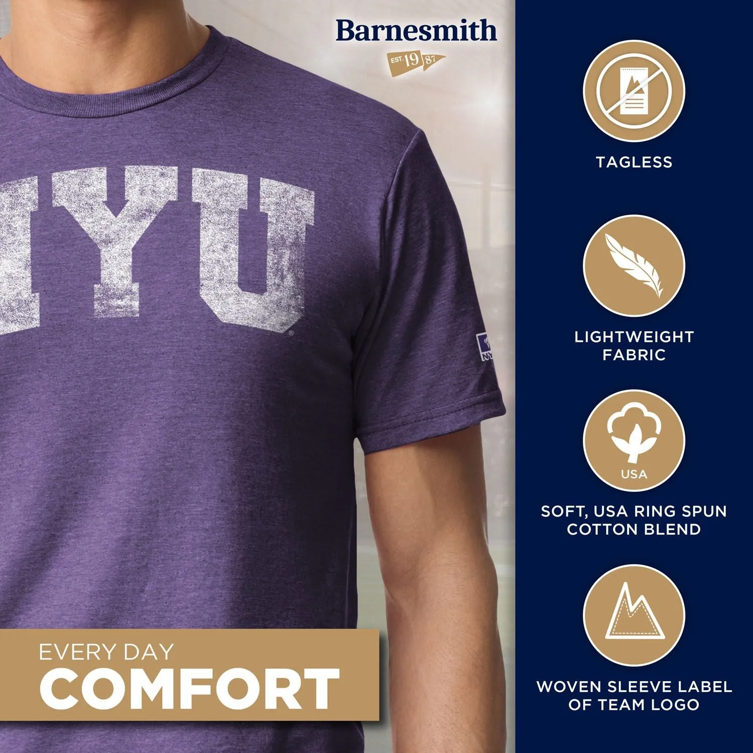 New York University Short-Sleeve Laude T-Shirt (Purple) sold by Barnesmith product image thumbnail 4