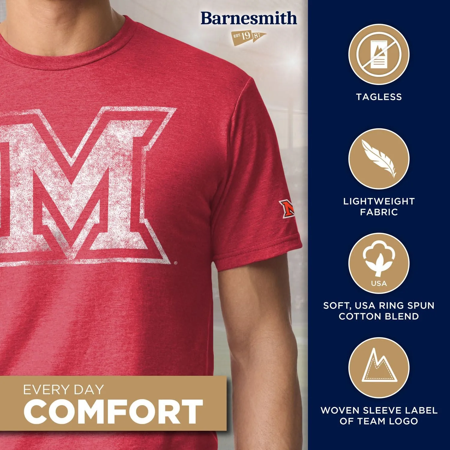 Miami University Short-Sleeve Laude T-Shirt (Red) sold by Barnesmith product image thumbnail 4