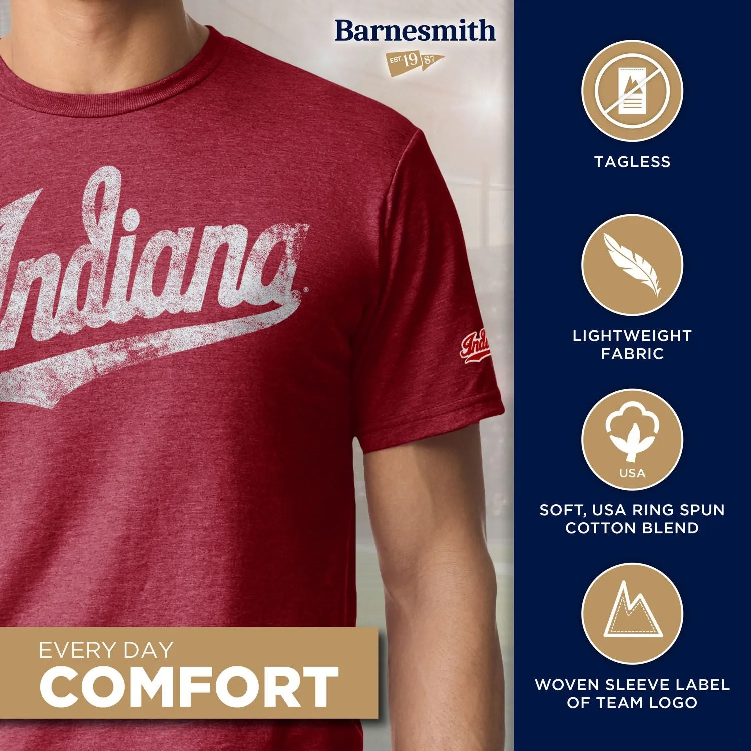 Indiana University Short-Sleeve Laude T-Shirt (Cardinal) sold by Barnesmith product image thumbnail 4