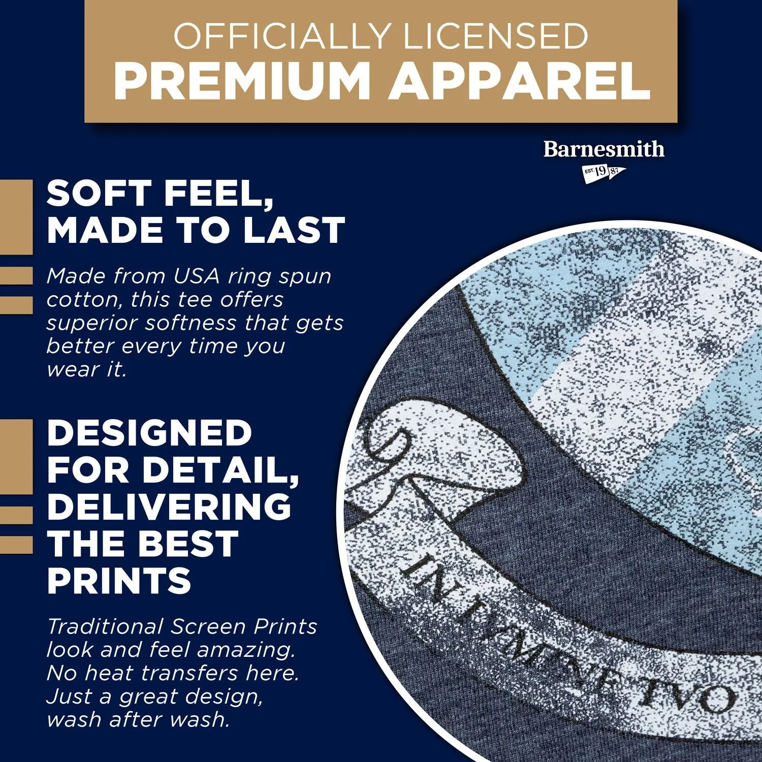 Columbia University Short-Sleeve Laude T-Shirt (Navy) sold by Barnesmith product image thumbnail 5