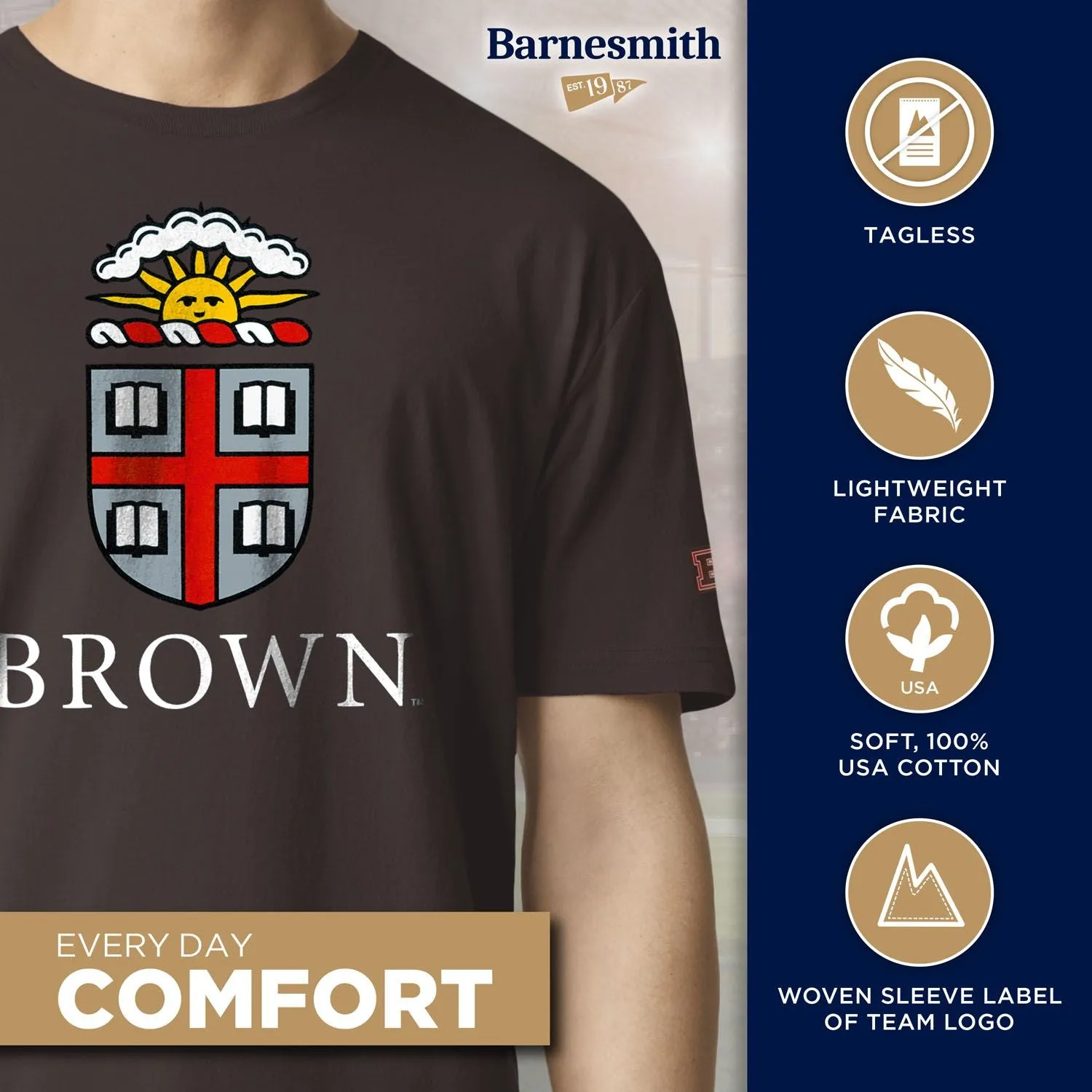 Brown University Short-Sleeve Laude T-Shirt (Brown) sold by Barnesmith product image thumbnail 4