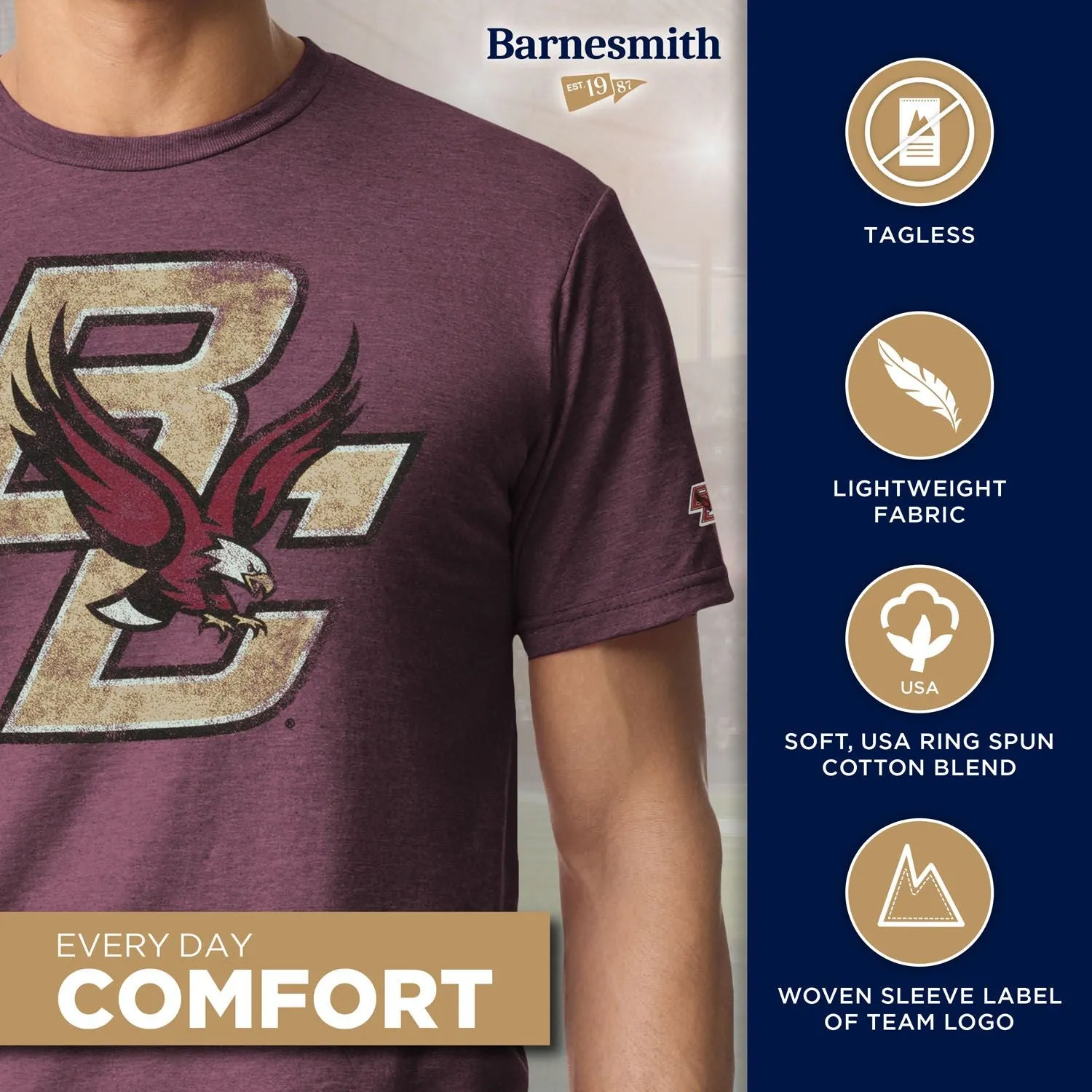 Boston College Short-Sleeve Laude T-Shirt (Maroon) sold by Barnesmith product image thumbnail 4