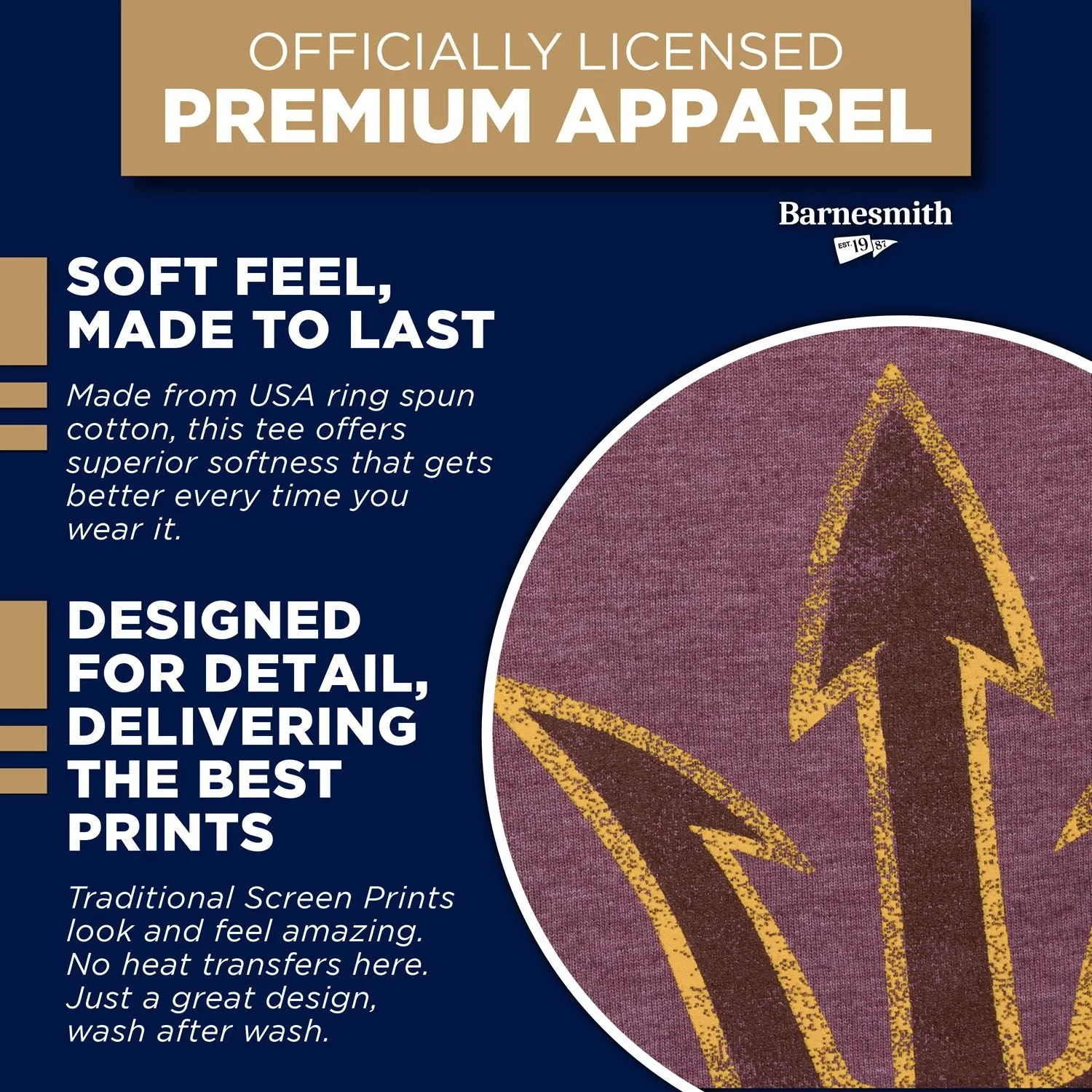 Arizona State University Short-Sleeve Laude T-Shirt (Maroon) sold by Barnesmith product image thumbnail 5