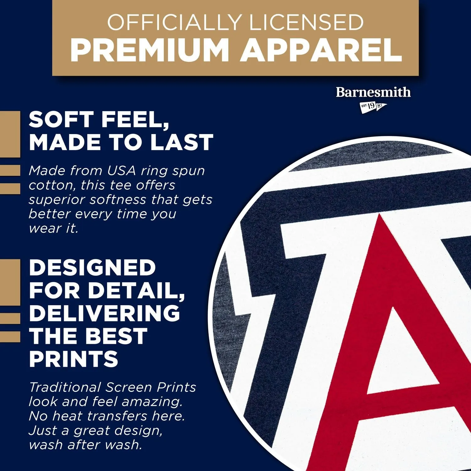Arizona Short-Sleeve Laude T-Shirt (Navy) sold by Barnesmith product image thumbnail 5