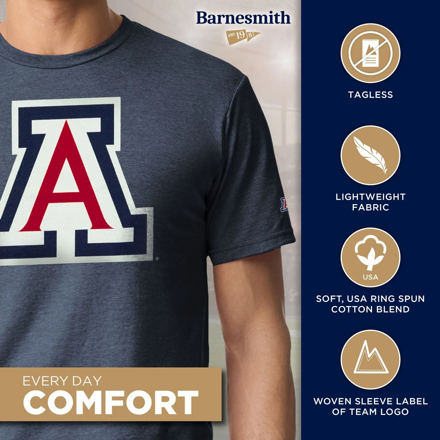 Arizona Short-Sleeve Laude T-Shirt (Navy) sold by Barnesmith product image thumbnail 4